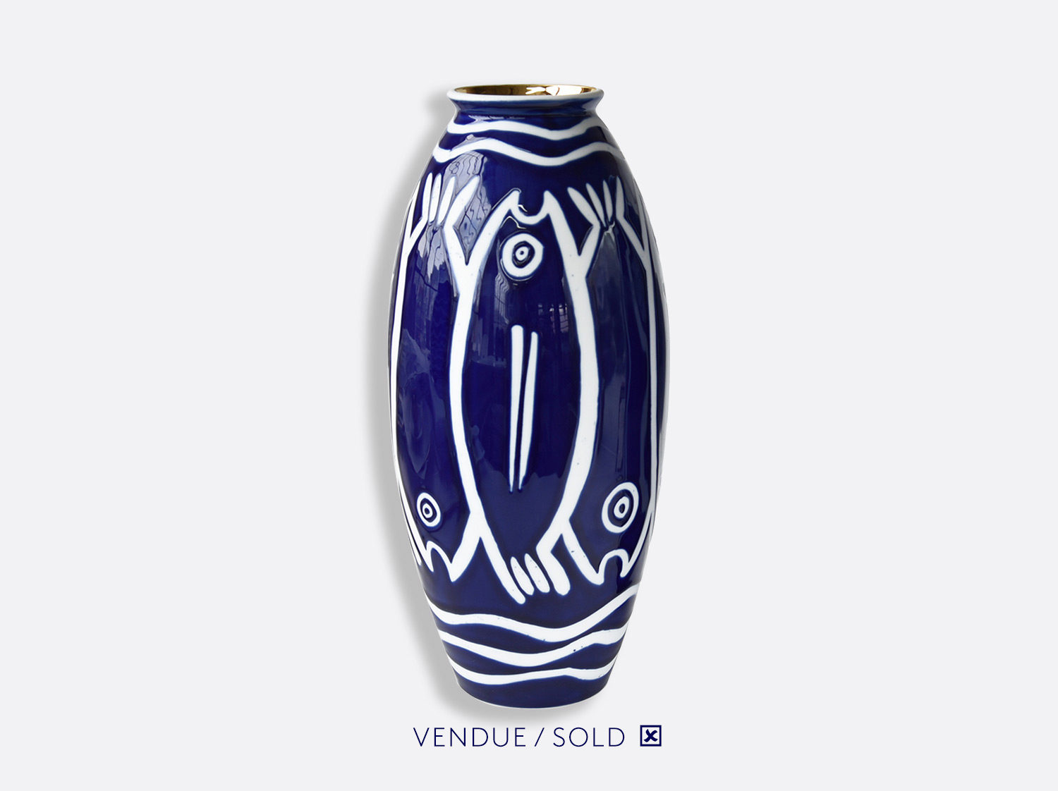 Vase trouville h.35 cm n°9 en porcelaine de la collection Atelier Buffile - Algues et Poissons Bernardaud