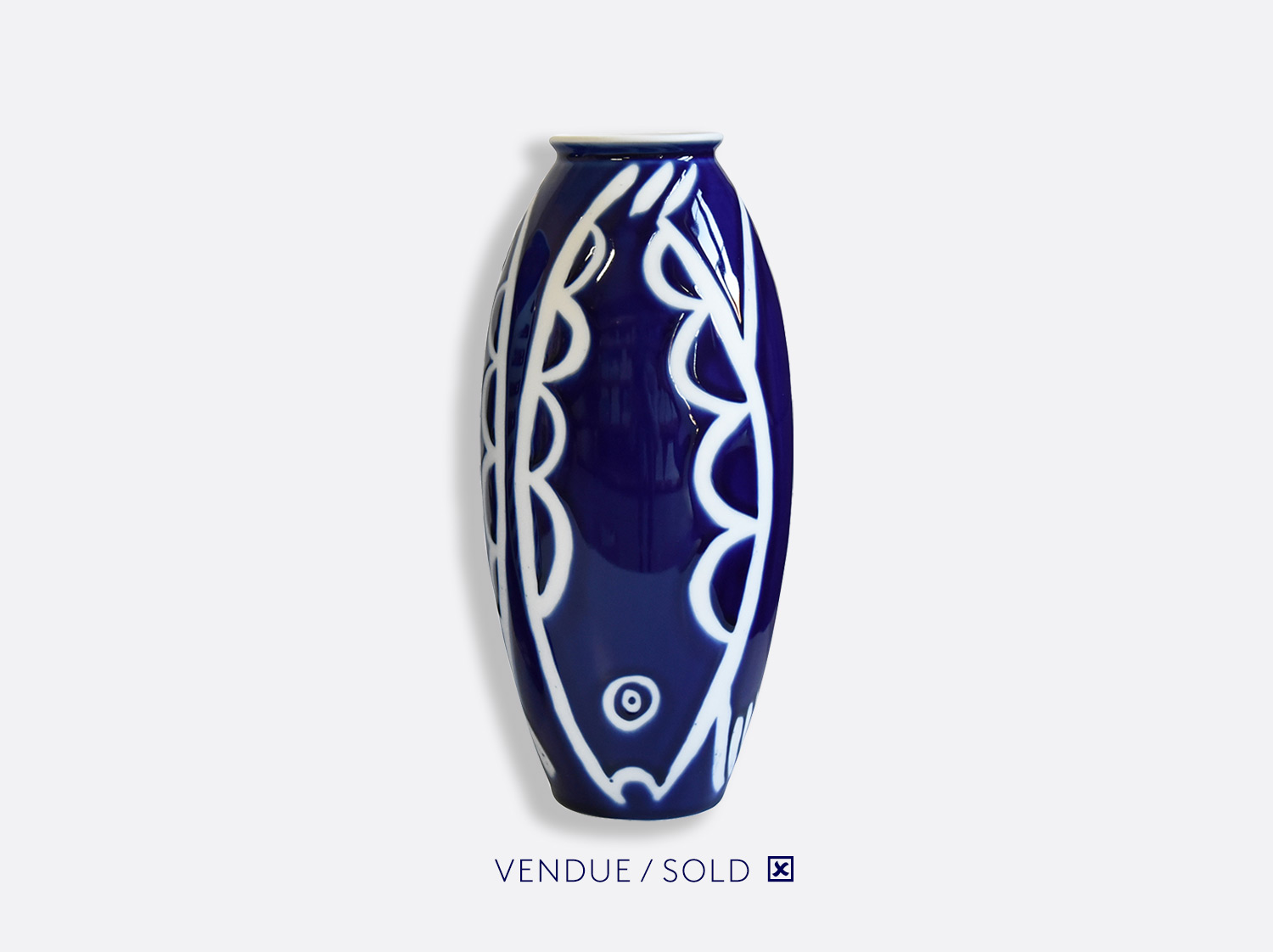 Vase trouville h.30 cm n°10 en porcelaine de la collection Atelier Buffile - Algues et Poissons Bernardaud