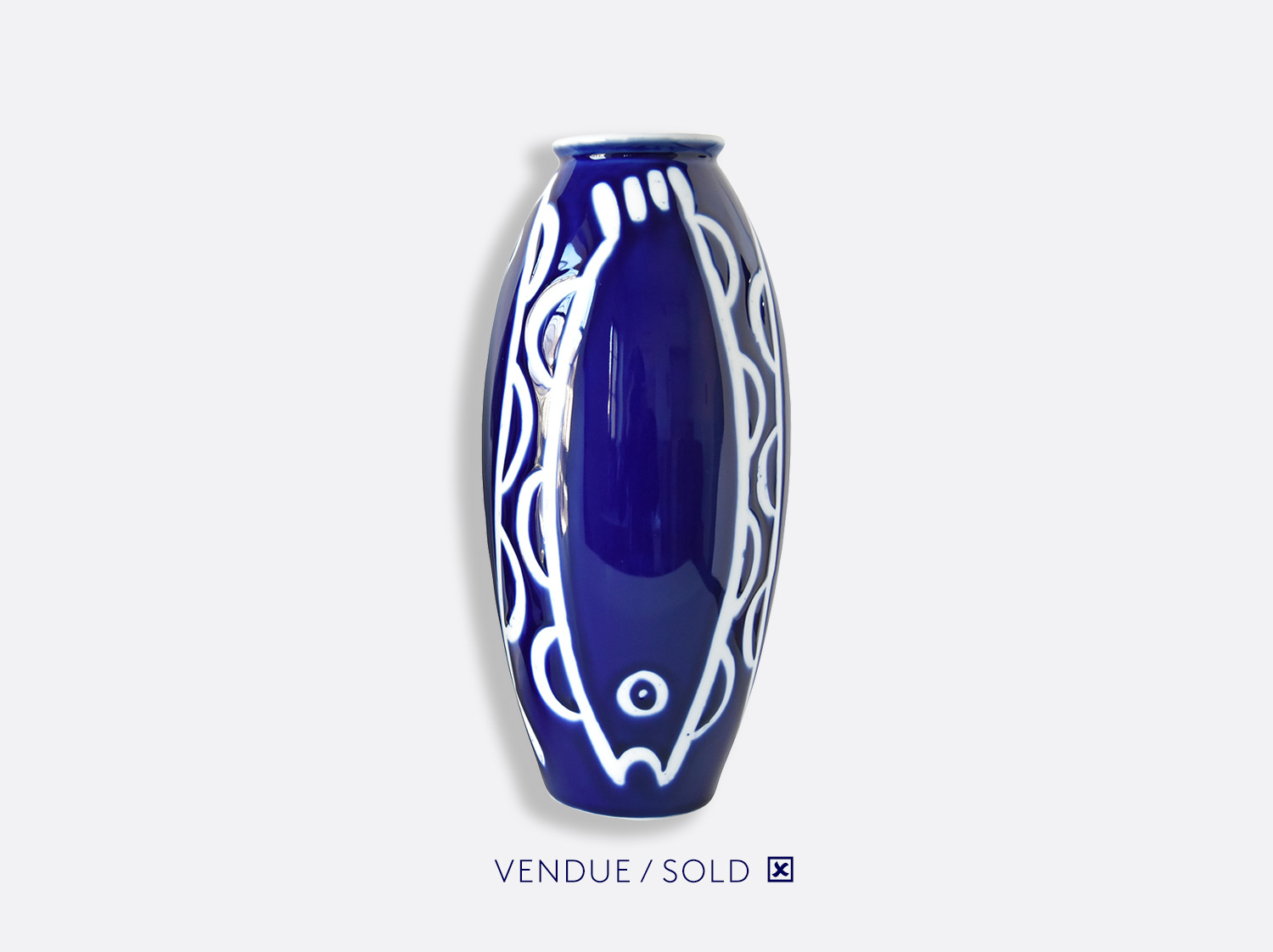 Vase trouville h.30 cm n°23 en porcelaine de la collection Atelier Buffile - Algues et Poissons Bernardaud
