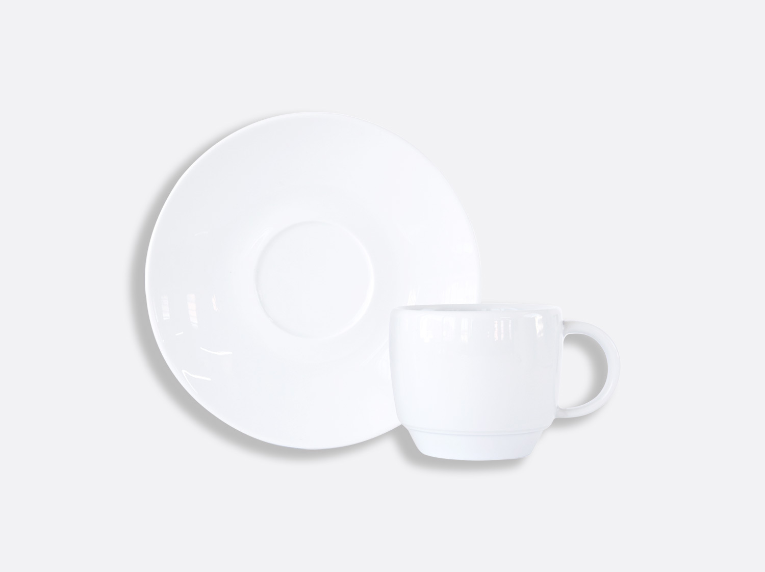TASSE CAFE EMPILABLE+SOUCOUPE PORCELAINE BLANCHE BISTRO 8CL - Maison de la  Porcelaine