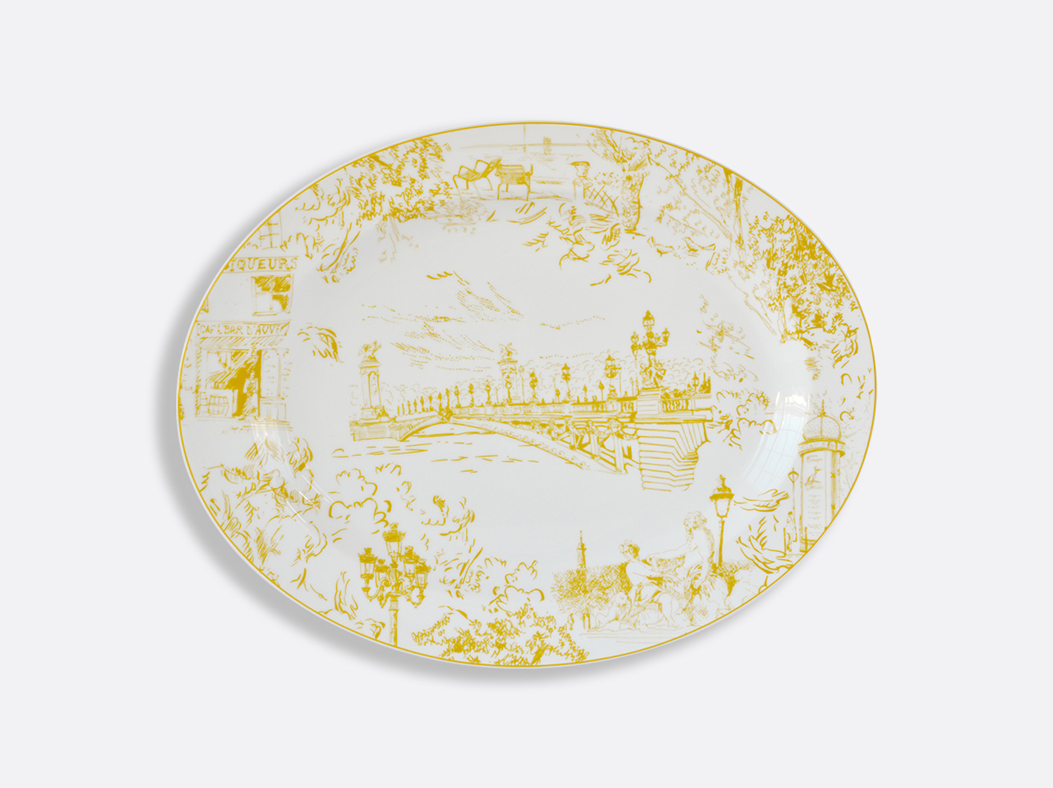 Plat ovale 38 cm en porcelaine de la collection Tout Paris Bernardaud