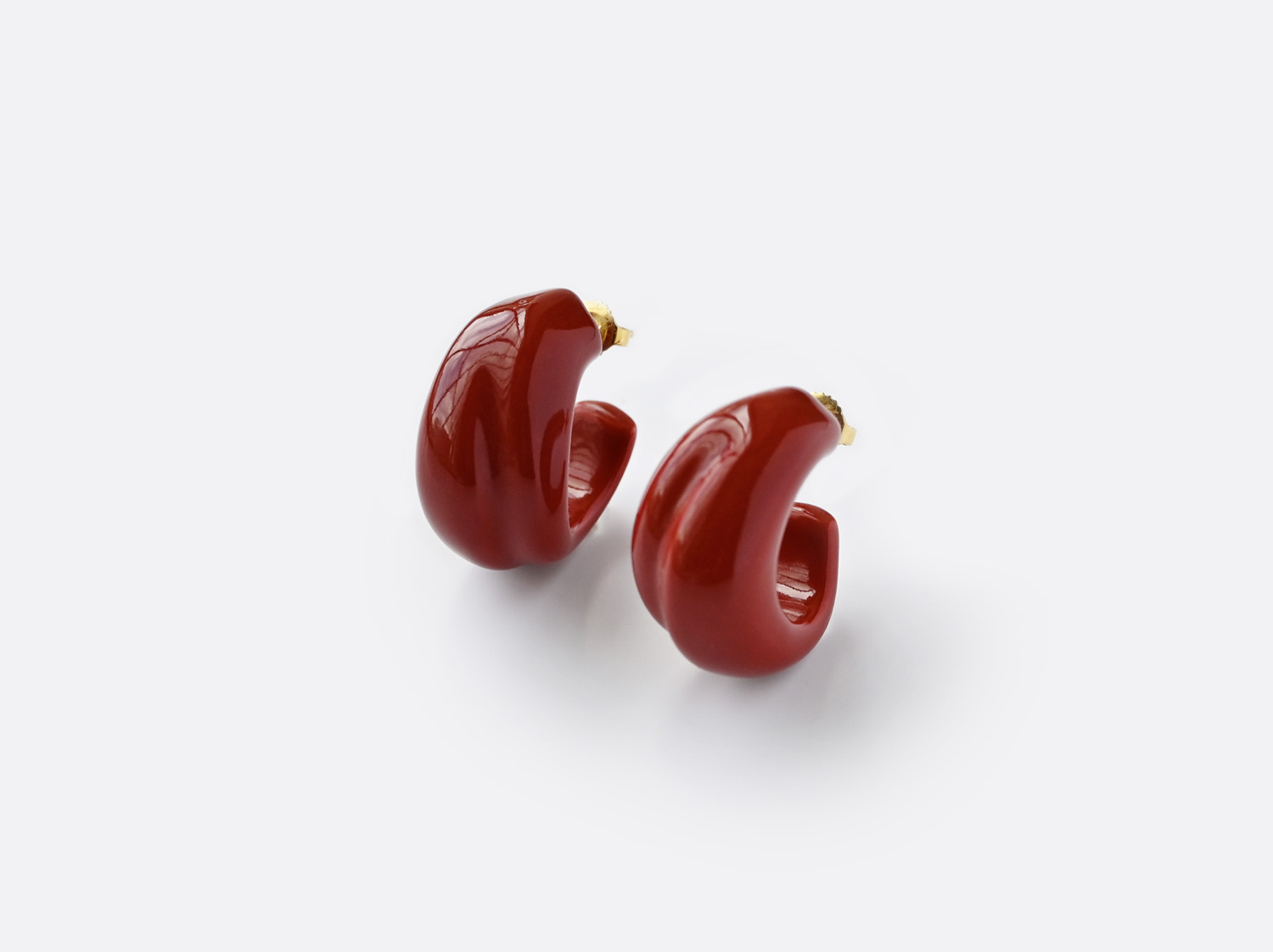 Boucles d'oreilles Eve rouge corail en porcelaine de la collection EVE ROUGE CORAIL Bernardaud