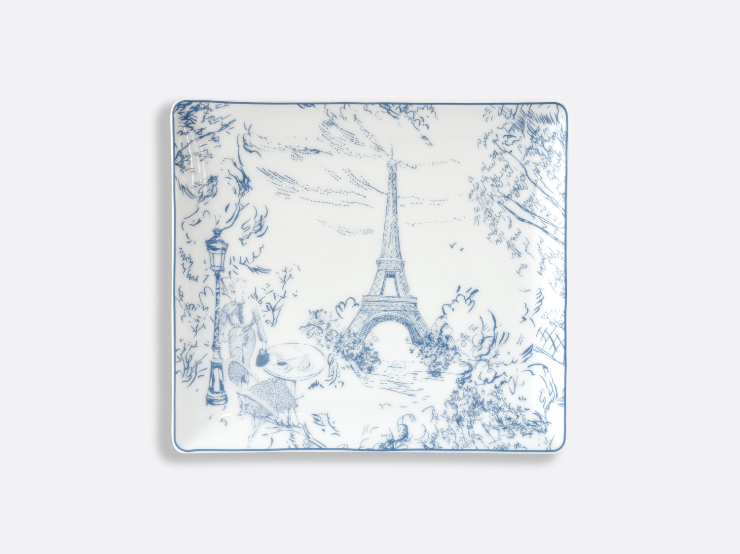 Plateau rectangulaire 22 x 19,5 cm en porcelaine de la collection Tout Paris Bernardaud