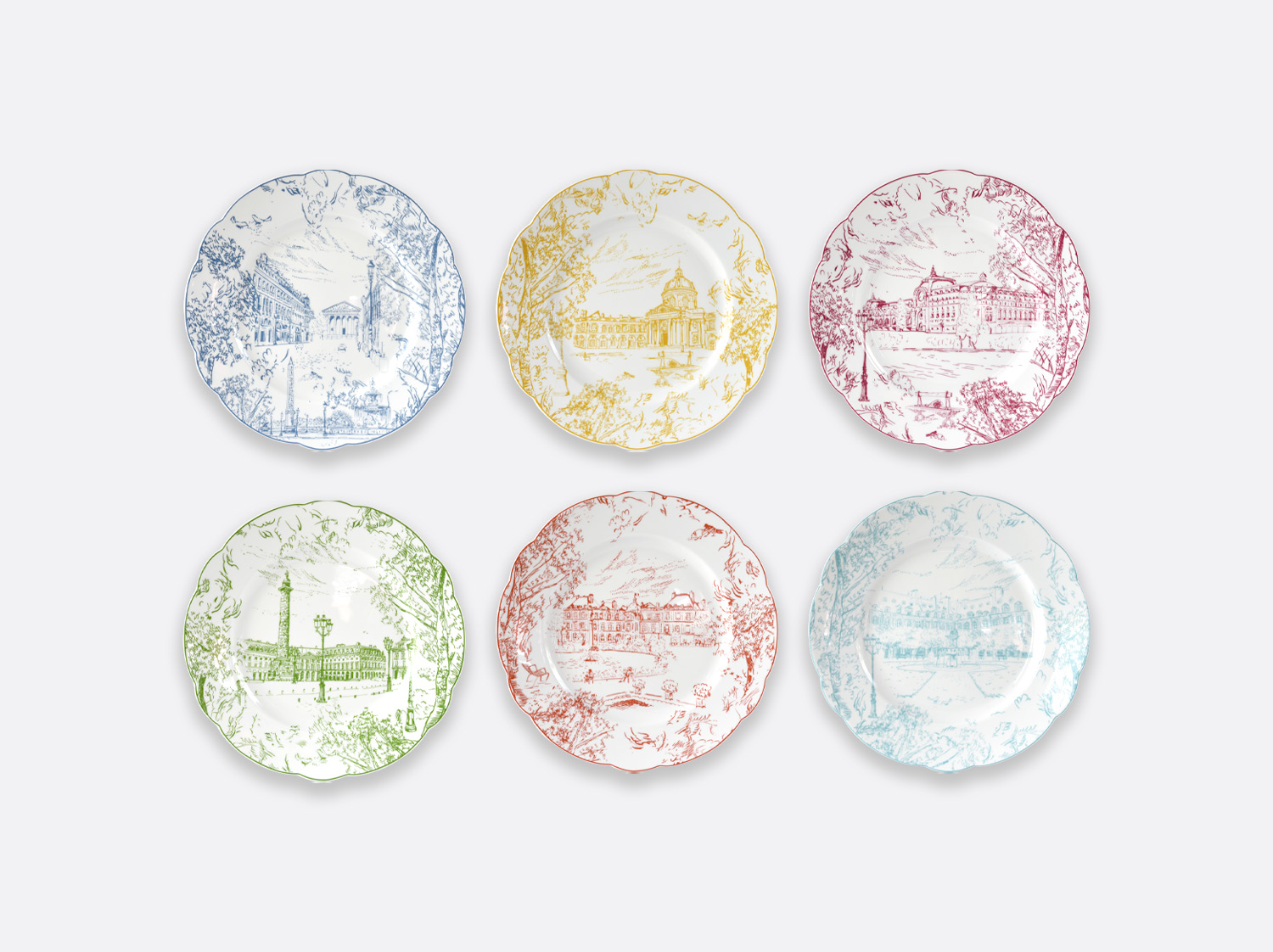 China Set of 6 assorted dinner plates 26 cm of the collection Tout Paris | Bernardaud