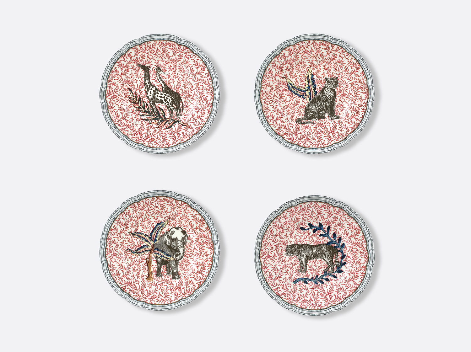 China Set of 4 assorted salad plates 8.5'' of the collection Collection Braquenié | Bernardaud