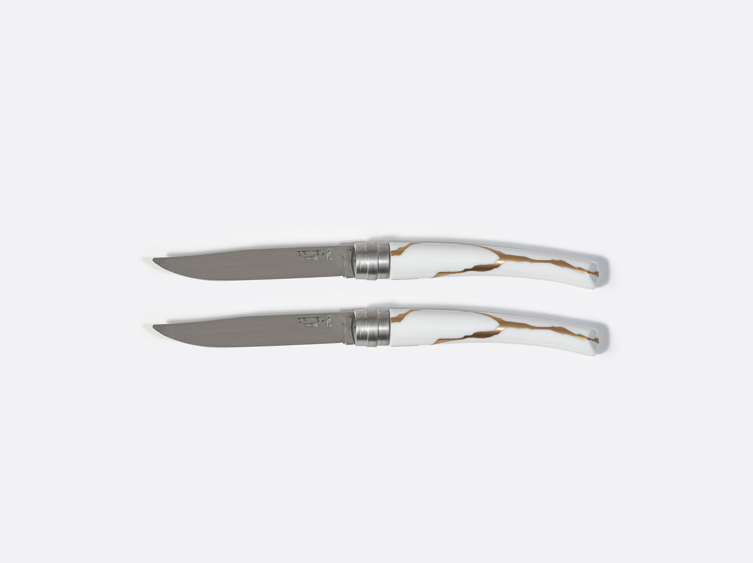 Coffret de 2 couteaux de table lame Miroir Argent en porcelaine de la collection Kintsugi Bernardaud