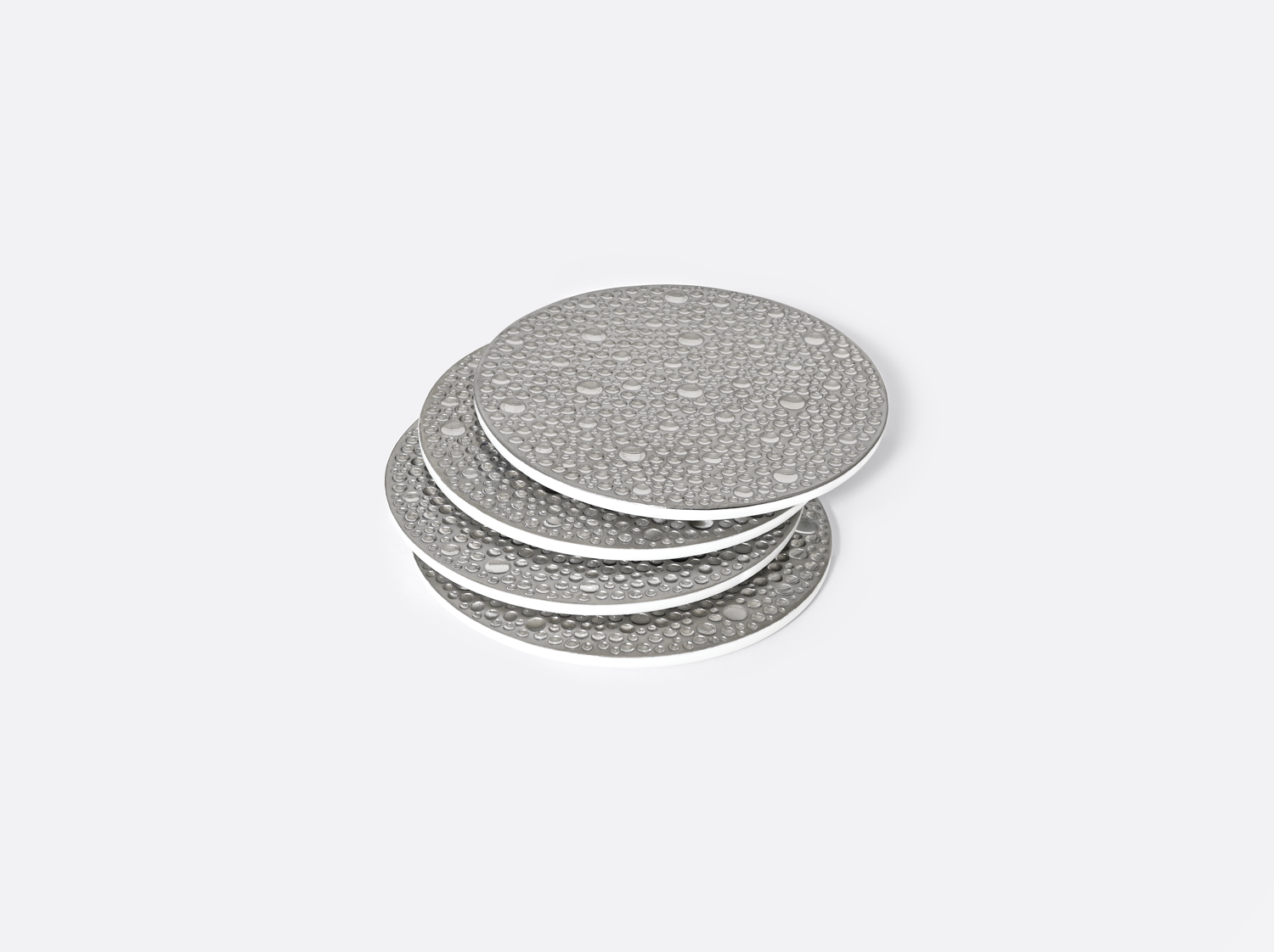 China Set of 4 coasters D. 3.7" of the collection Ecume platinum | Bernardaud