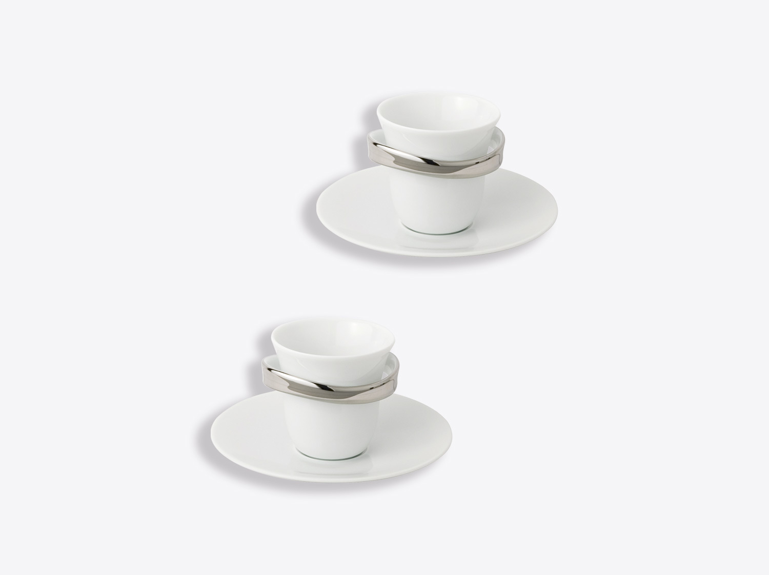 Tasse et soucoupe café 5 cl - Coffret de 2 en porcelaine de la collection Anno Argent Bernardaud