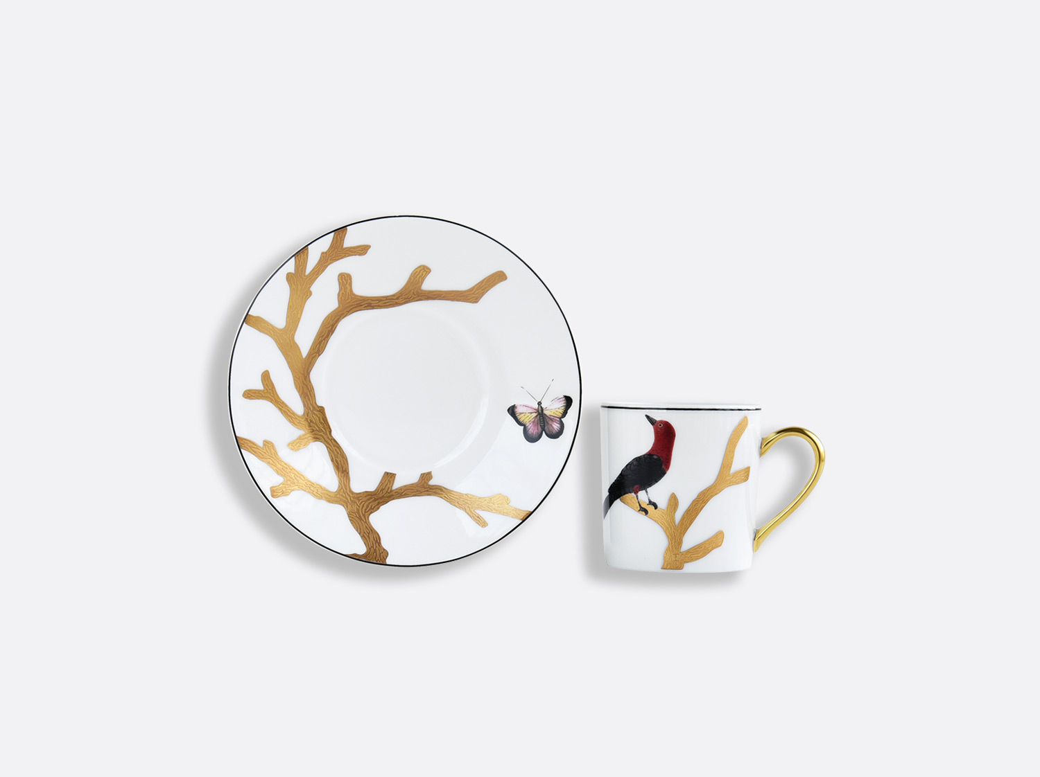 エスプレッソカップ＆ソーサー 80ml -  1点 en porcelaine de la collection Aux oiseaux Bernardaud