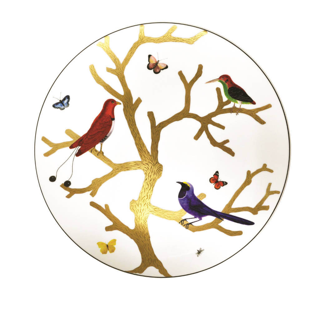 Assiette de présentation ultra plate 31cm en porcelaine de la collection Aux oiseaux Bernardaud