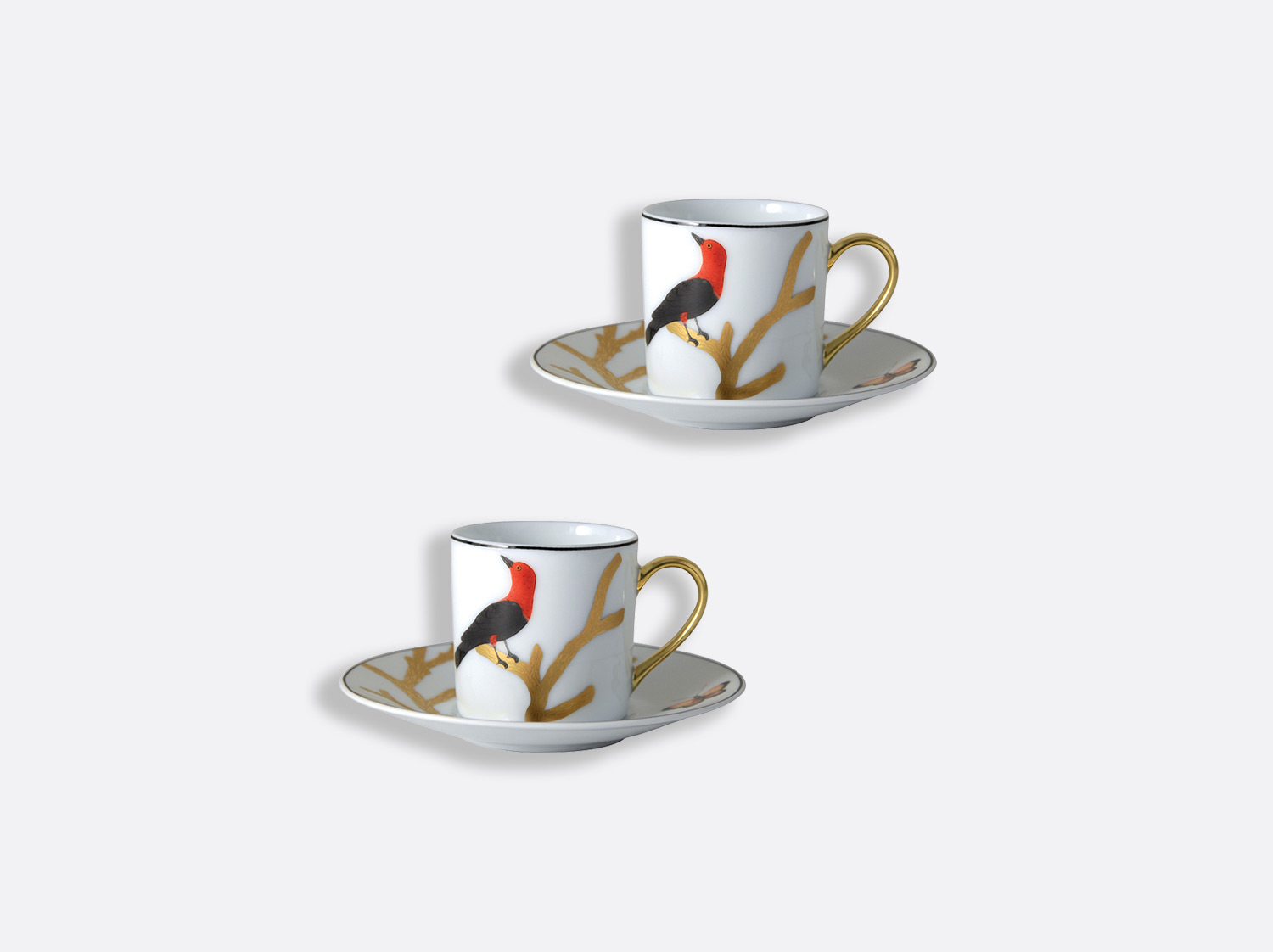 エスプレッソカップ＆ソーサー 80ml - 2点セット en porcelaine de la collection Aux oiseaux Bernardaud