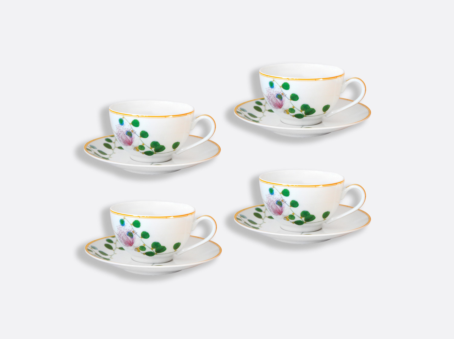 China Tea cup and saucer 4.5 oz - Set of 4 of the collection Jardin indien | Bernardaud