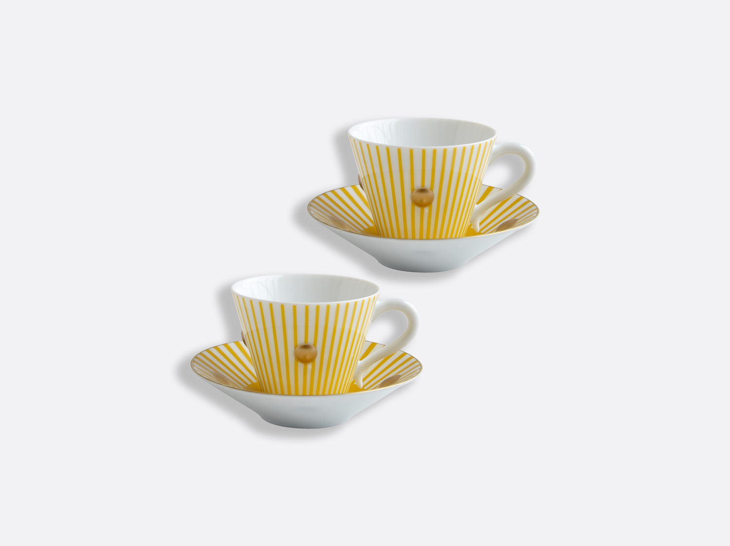 Coffret de tasses et soucoupes jaune 13 cl - Coffret de 2 en porcelaine de la collection Delphos - Olivier Gagnère Bernardaud
