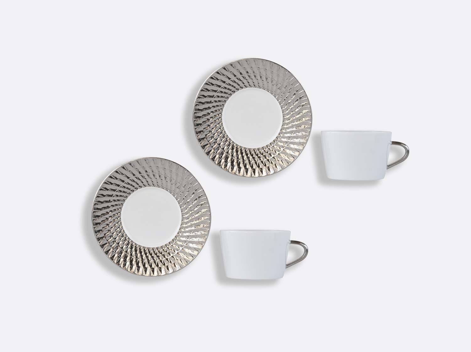 China Tea cup and saucer gift box - 20 cl - Set of 2 of the collection Twist platine | Bernardaud