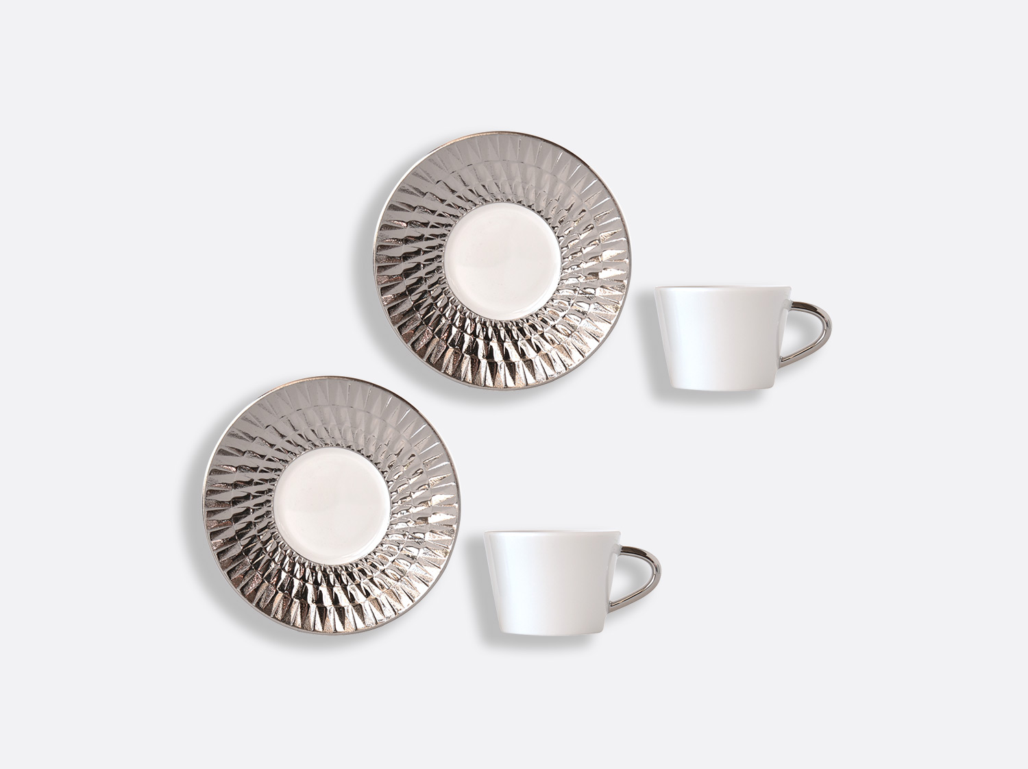 Coffret de tasses & soucoupes café 8 cl - Coffret de 2 en porcelaine de la collection Twist platine Bernardaud