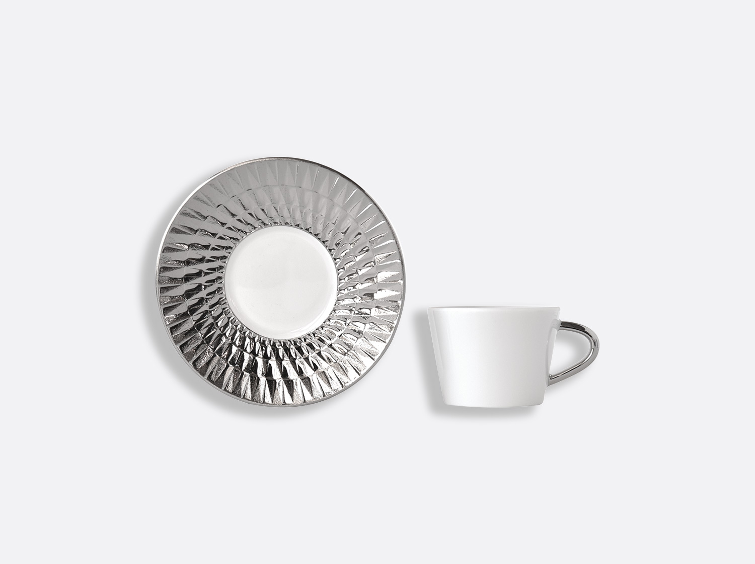 Coffret de tasses & soucoupes café 8 cl - A l'unité en porcelaine de la collection Twist platine Bernardaud