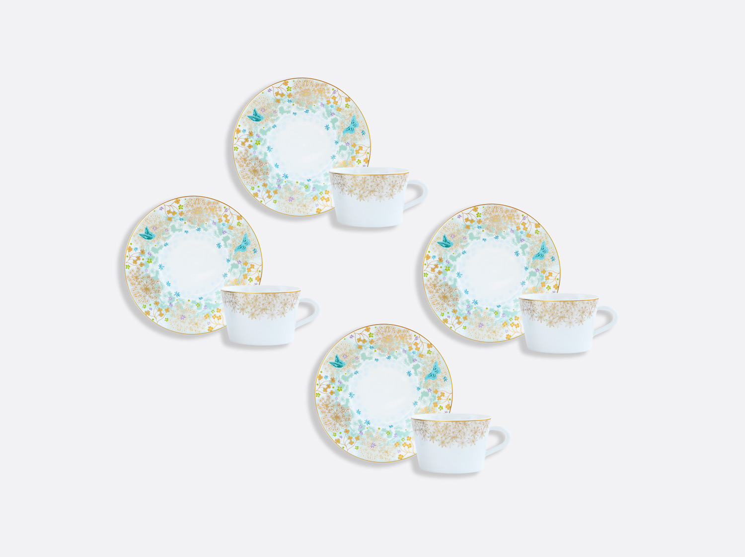 China Tea cup and saucer gift box - 5 Oz - Set of 4 of the collection FÉERIE - MICHAËL CAILLOUX | Bernardaud