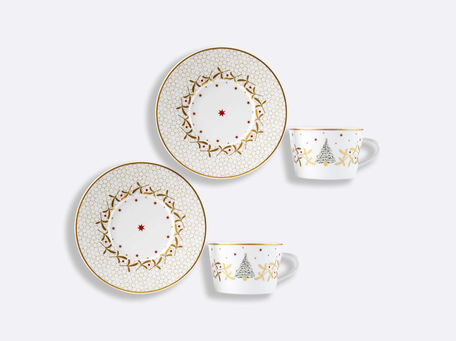Coffret de tasses & soucoupes thé 13 cl - Coffret de 2 en porcelaine de la collection Noël Bernardaud