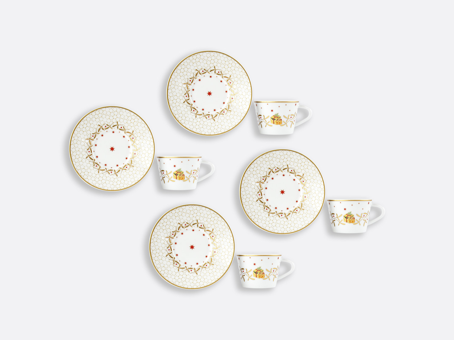 China Espresso cup and saucer gift box - 2.8 Oz - Set of 4 of the collection Noël | Bernardaud