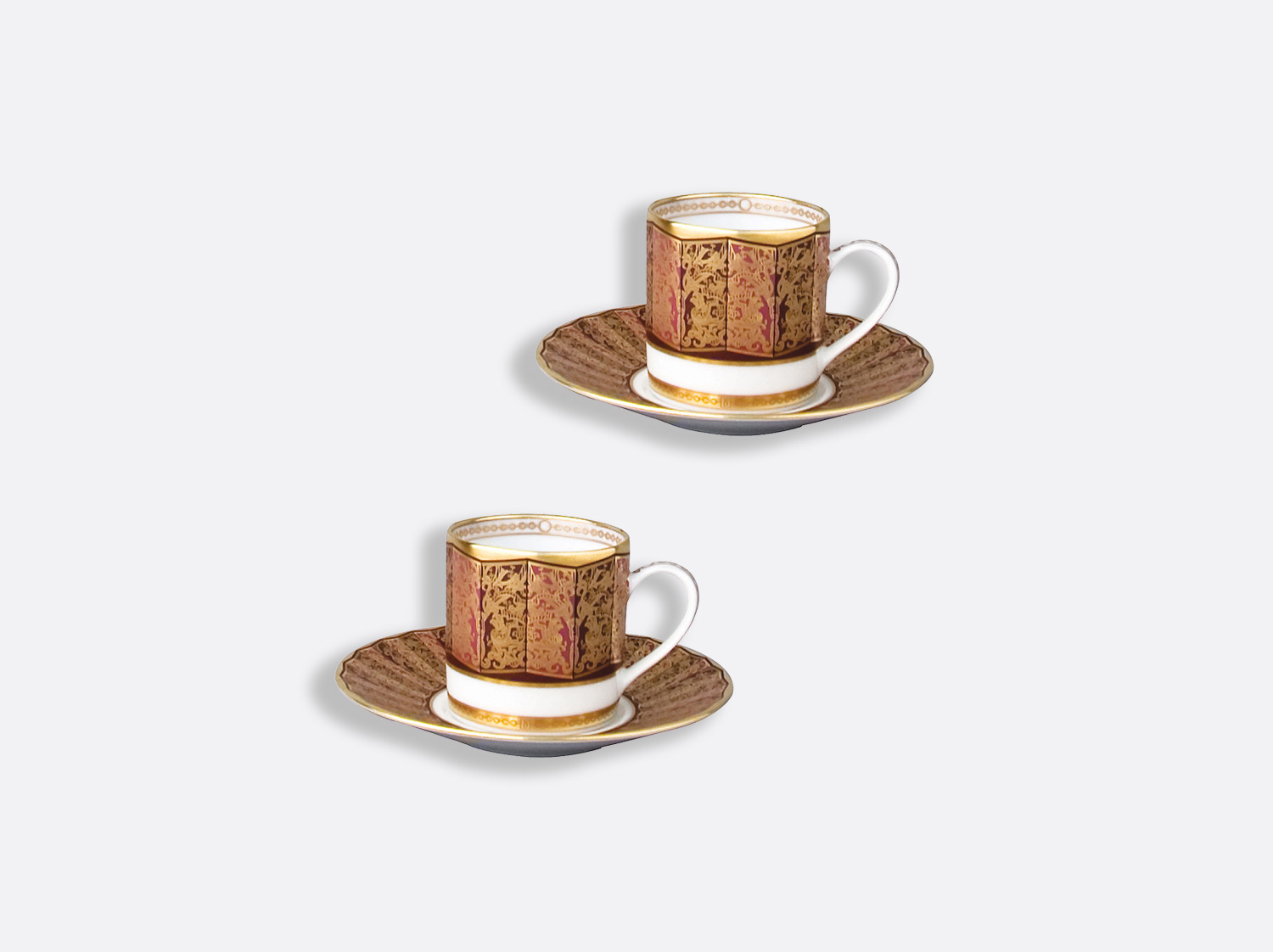 Coffret de tasses & soucoupes café 8 cl - Coffret de 2 en porcelaine de la collection Eventail Bernardaud