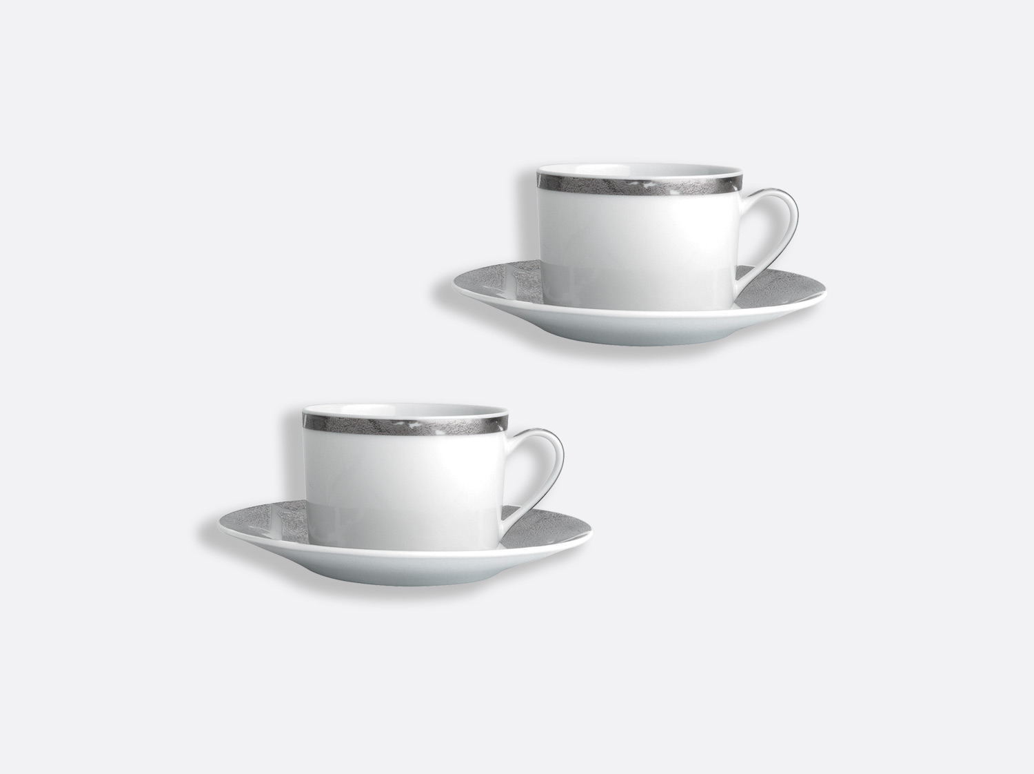 China Tea cup and saucer gift box - 15 cl - Set of 2 of the collection Silver leaf | Bernardaud