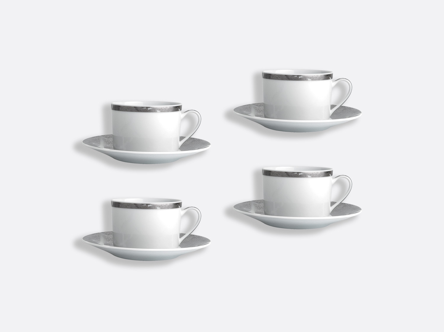 China Tea cup and saucer gift box - 15 cl - Set of 4 of the collection Silver leaf | Bernardaud