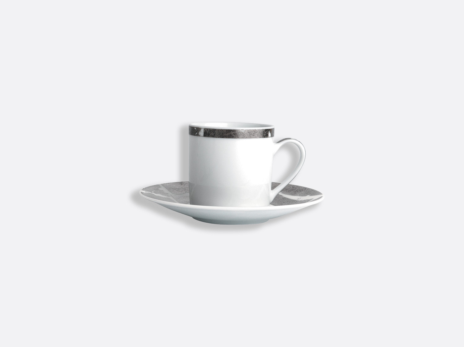 Coffret de tasses & soucoupes café 8 cl - A l'unité en porcelaine de la collection Feuille d argent Bernardaud