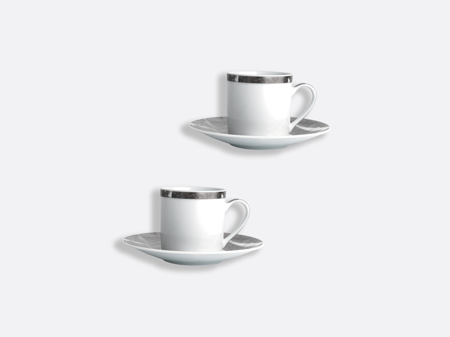 Coffret de tasses & soucoupes café 8 cl - Coffret de 2 en porcelaine de la collection Feuille d argent Bernardaud