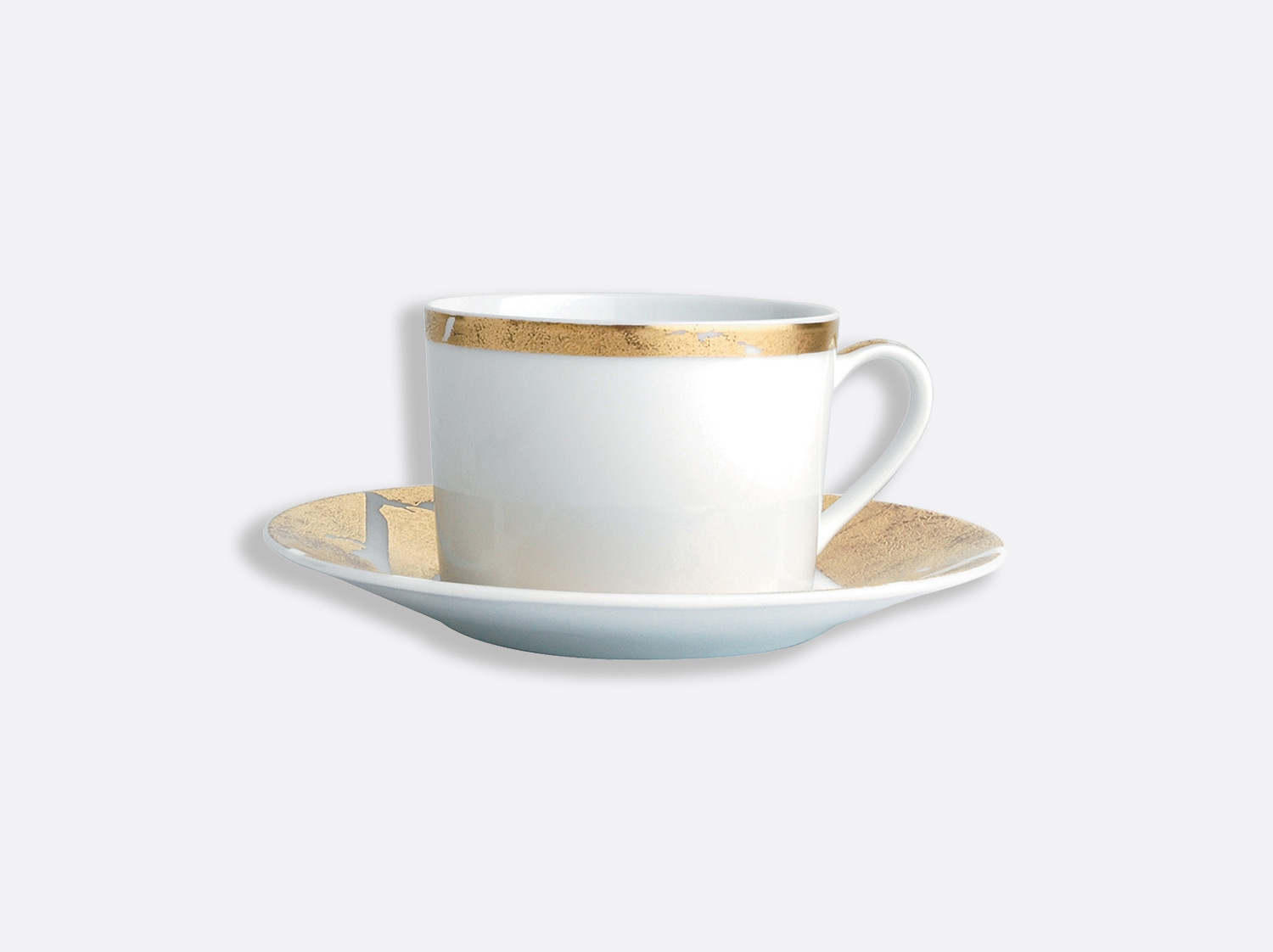 Coffret de tasses & soucoupes thé 15 cl - A l'unité en porcelaine de la collection Feuille d or Bernardaud