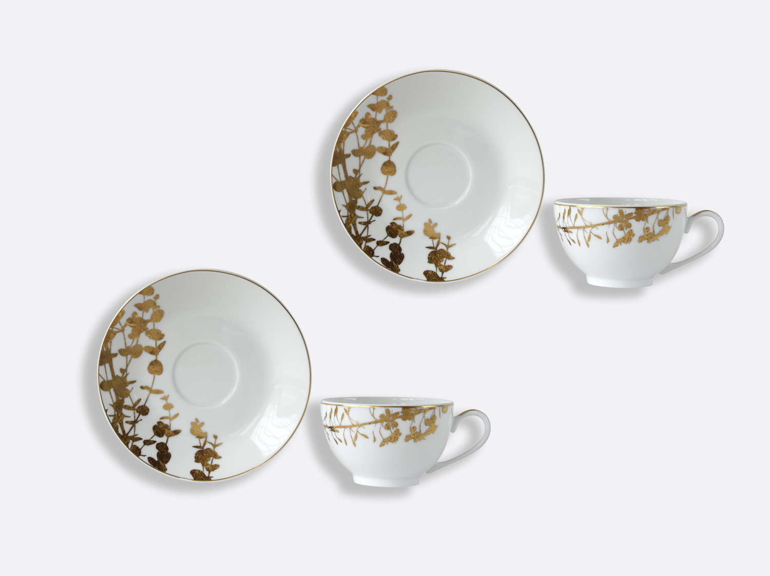 China Tea cup and saucer gift box 13 cl - Coffret de 2 of the collection Vegetal gold | Bernardaud