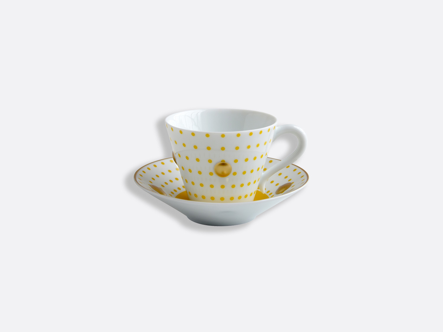 Coffret de tasses et soucoupes jaune 13 cl - A l'unité en porcelaine de la collection Knossos - Olivier Gagnère Bernardaud
