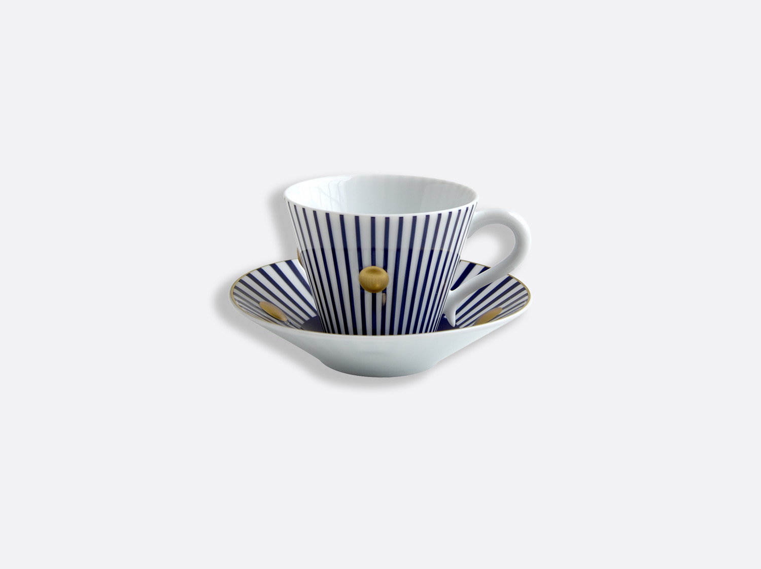 Coffret de tasses et soucoupes bleu nuit 13 cl - A l'unité en porcelaine de la collection Delphos - Olivier Gagnère Bernardaud