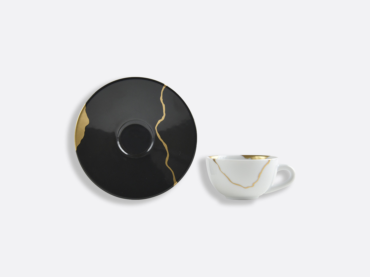 China Set of espresso cups and saucers 3.5 oz - Per unit of the collection KINTSUGI Charbon | Bernardaud