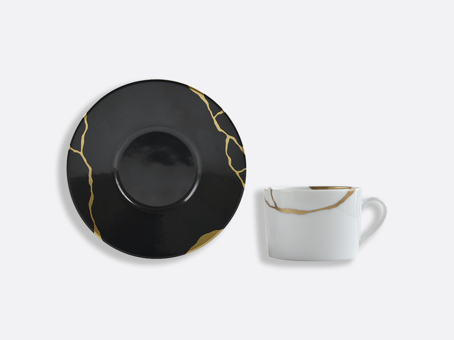 China Set of tea cups and saucers 5 oz Charbon - Per unit of the collection KINTSUGI Charbon | Bernardaud