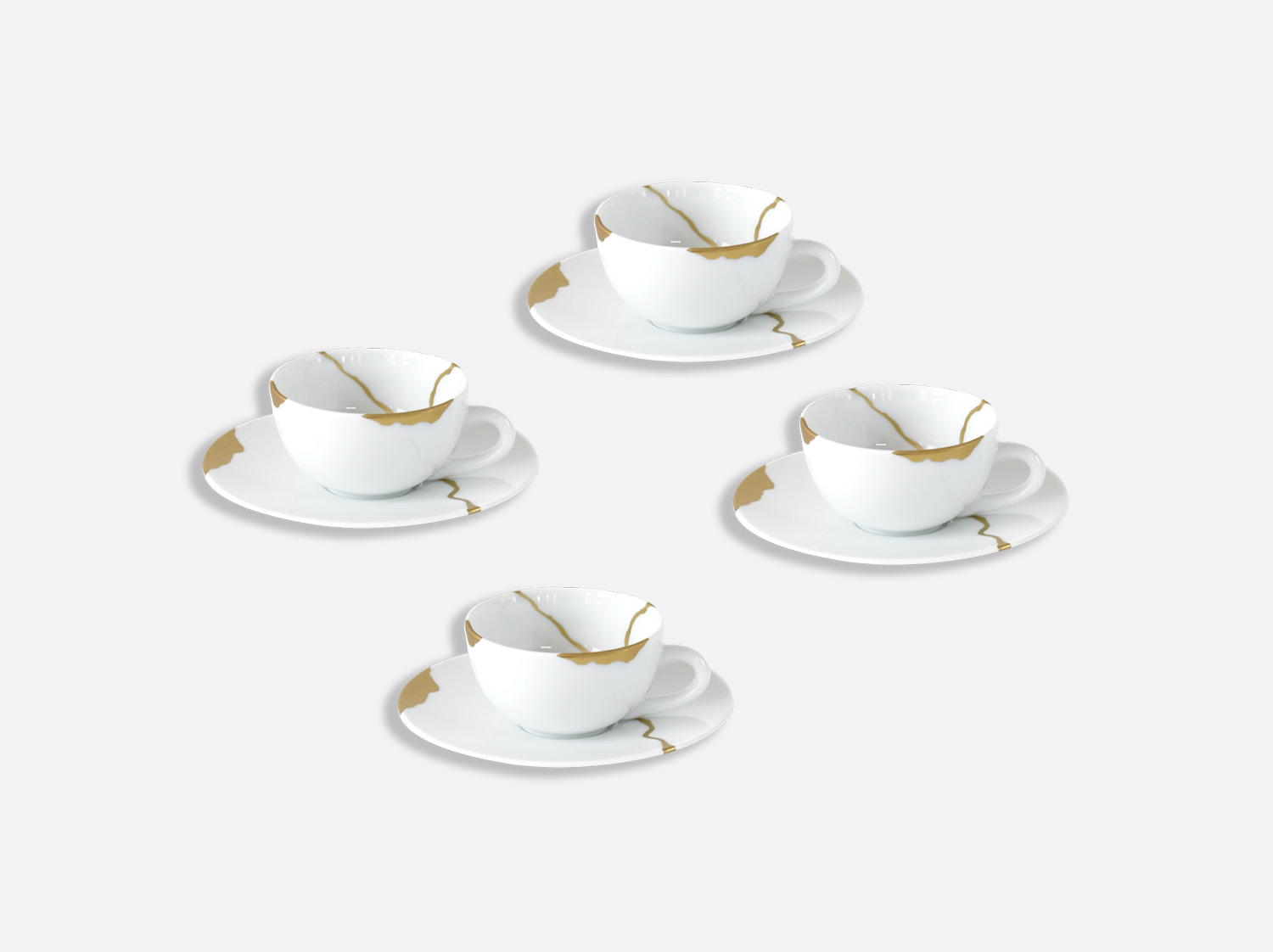 China Set of espresso cups and saucers 3.5 oz - Set of 4 of the collection Kintsugi | Bernardaud