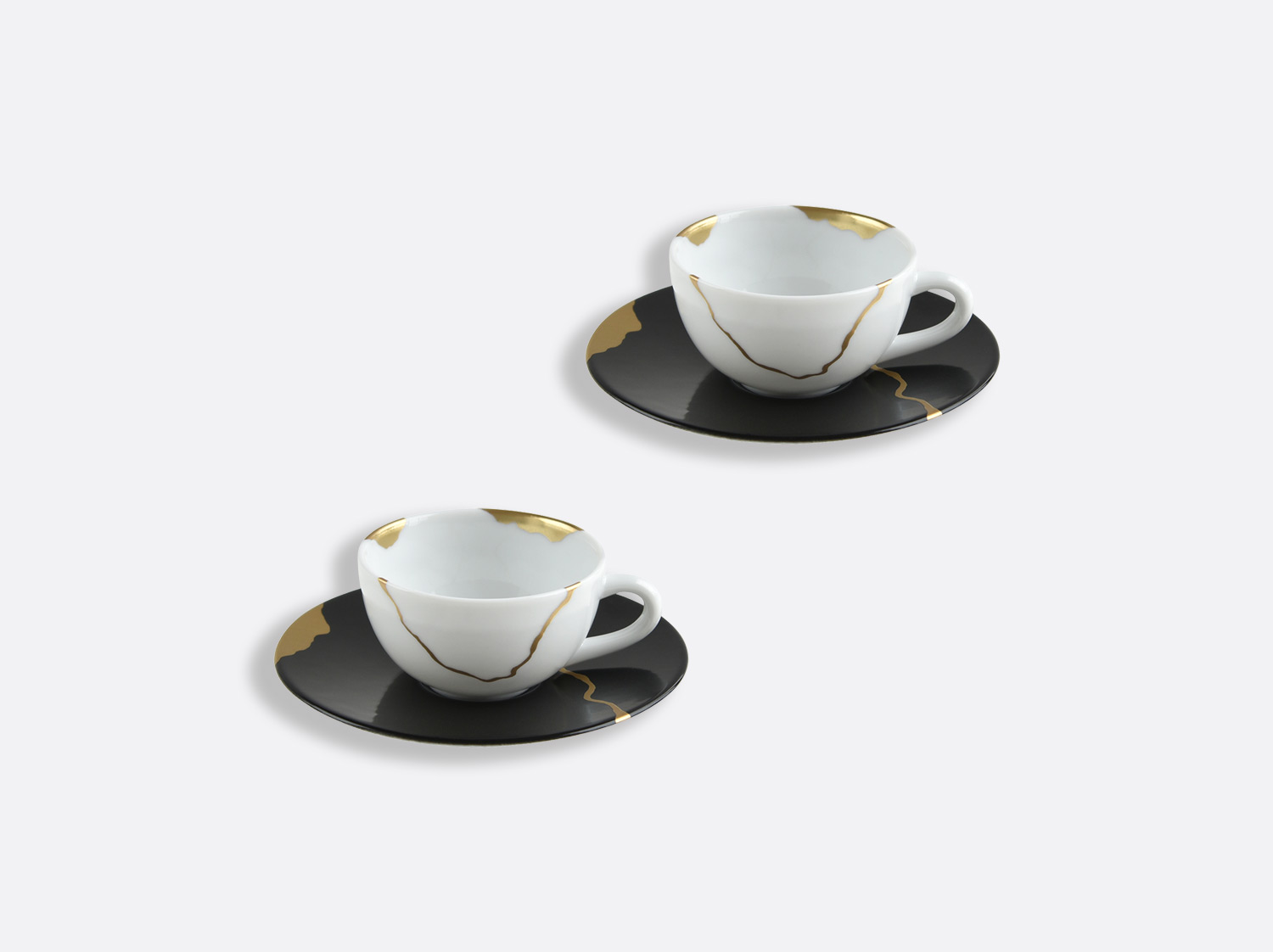 China Set of espresso cups and saucers 3.5 oz - Set of 2 of the collection KINTSUGI Charbon | Bernardaud