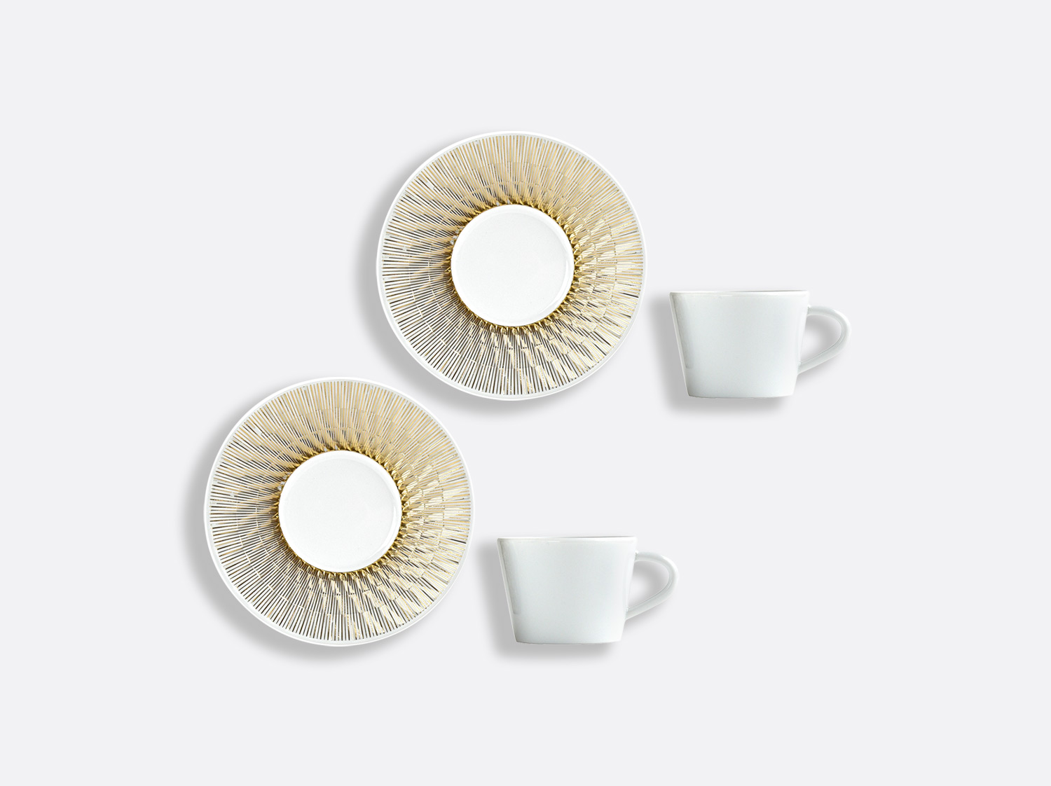 Set of 6 Colorful Porcelain Espresso Cup and Saucer Set - 2 oz, Gold Color  