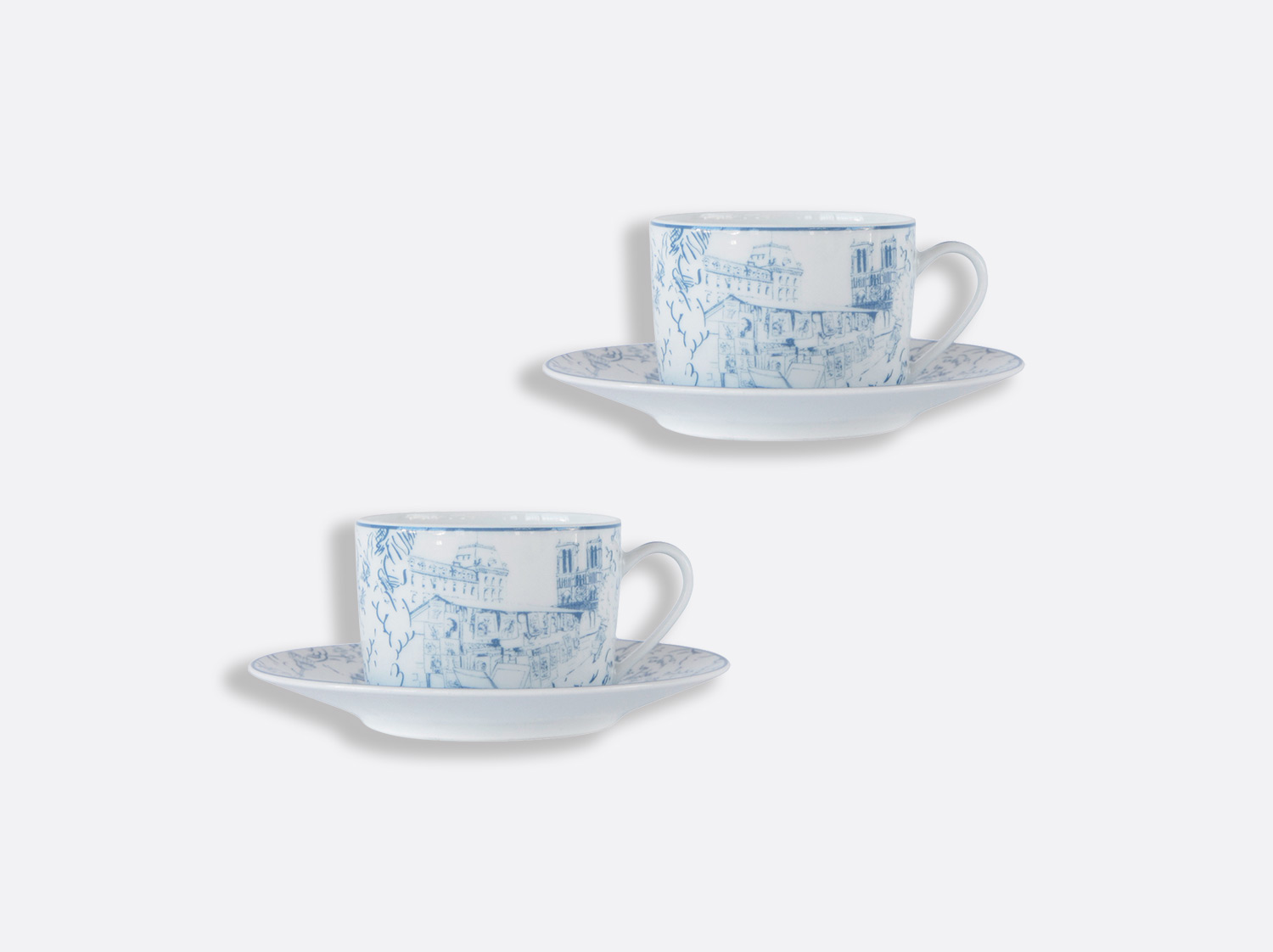 Coffret de tasses et soucoupes thé 15 cl - Coffret de 2 en porcelaine de la collection Tout Paris Bernardaud