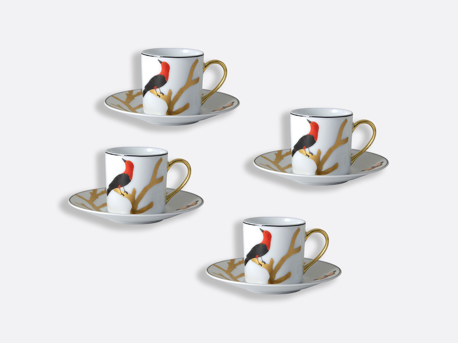 China Espresso cup and saucer - Set of 4 of the collection Aux oiseaux | Bernardaud