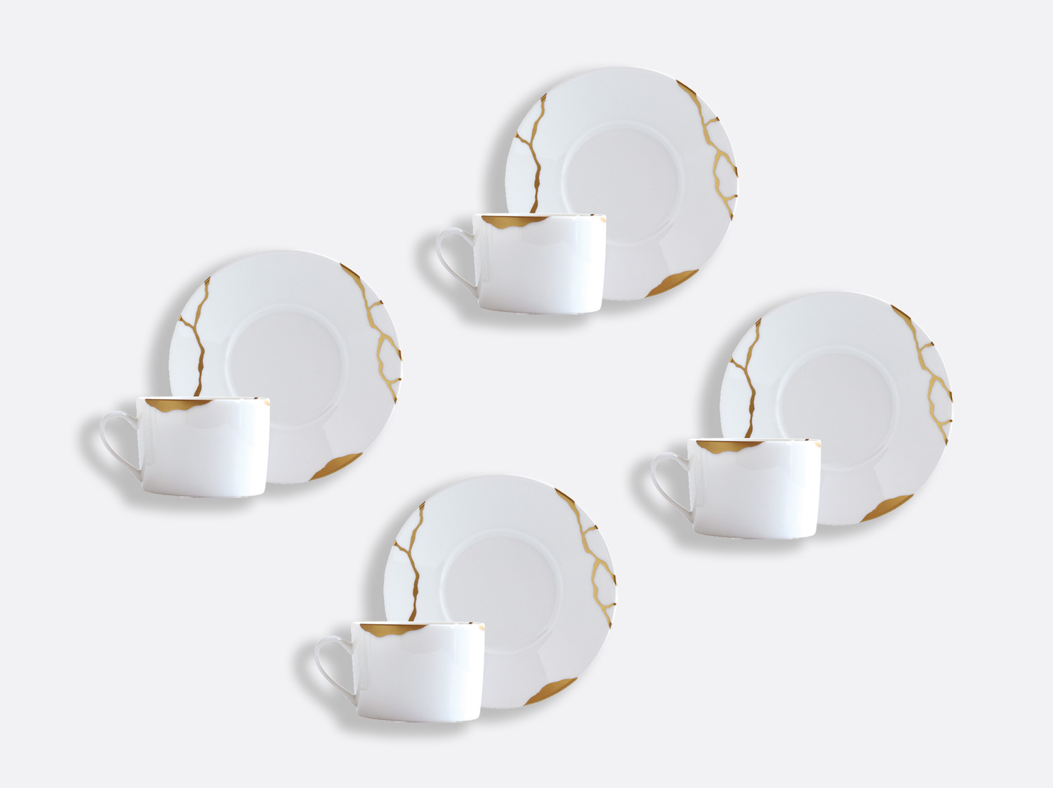 China Set of tea cups and saucers 5 oz - Set of 4 of the collection Kintsugi | Bernardaud