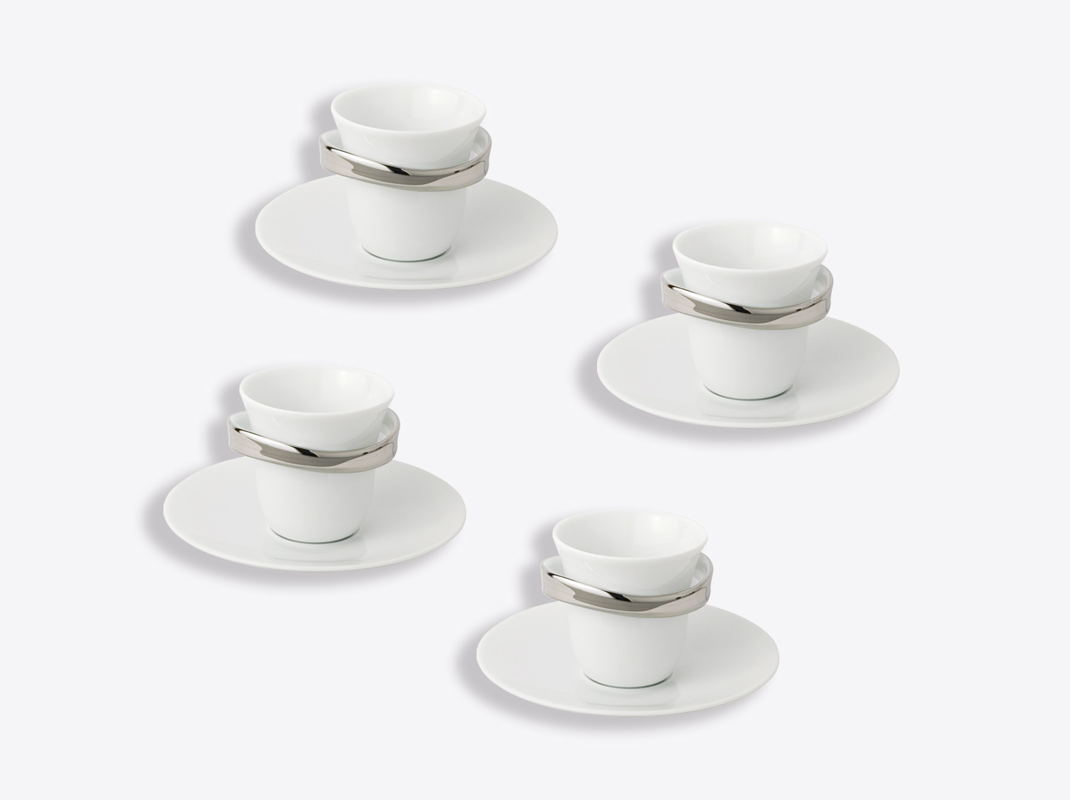 Tasse et soucoupe café 5 cl - Coffret de 4 en porcelaine de la collection Anno Argent Bernardaud