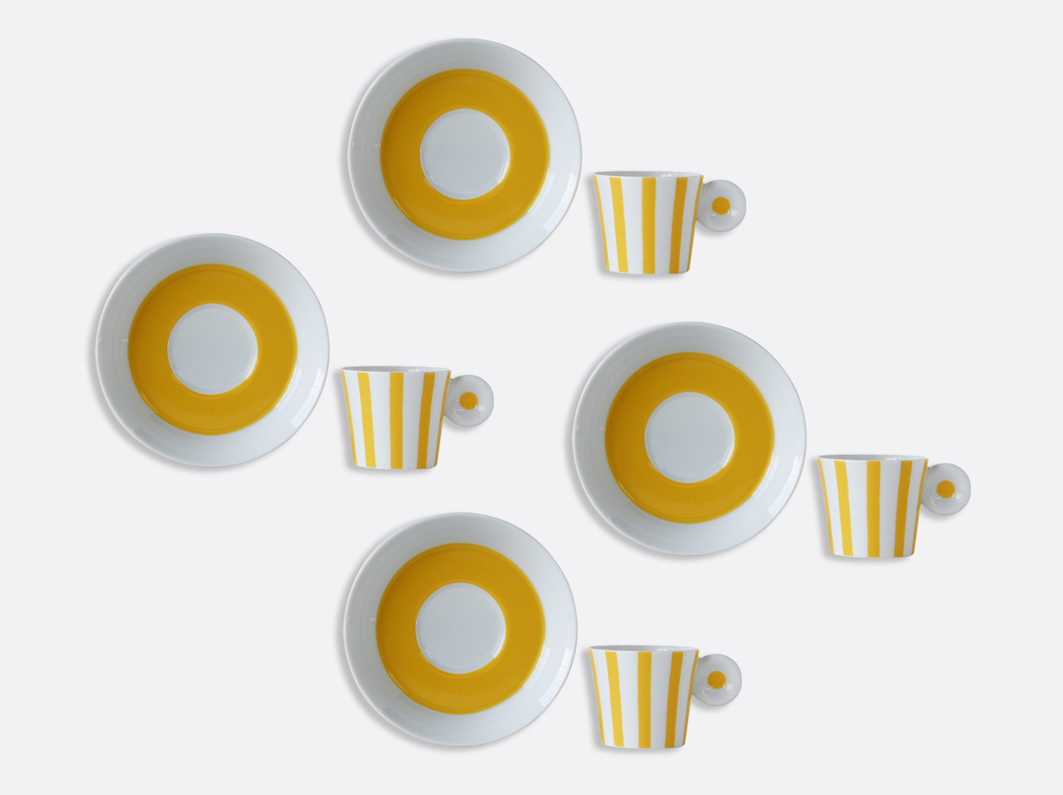 Coffret de tasses et soucoupes expresso Bahia jaune 4 cl - coffret de 4 en porcelaine de la collection IRAZU - BAHIA JAUNE Bernardaud