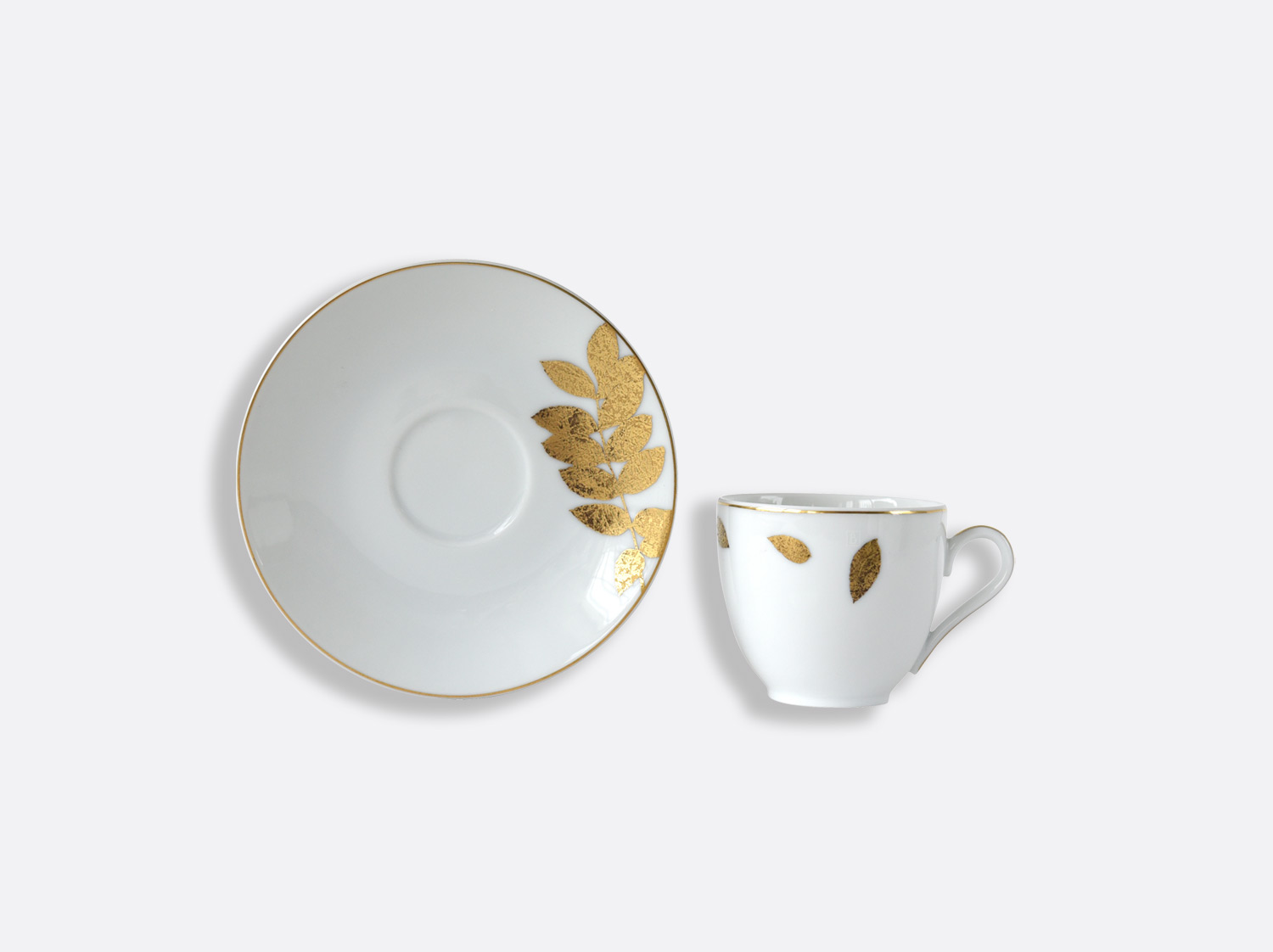 Coffret tasse et soucoupe café 8 cl - à l'unité en porcelaine de la collection Vegetal or Bernardaud