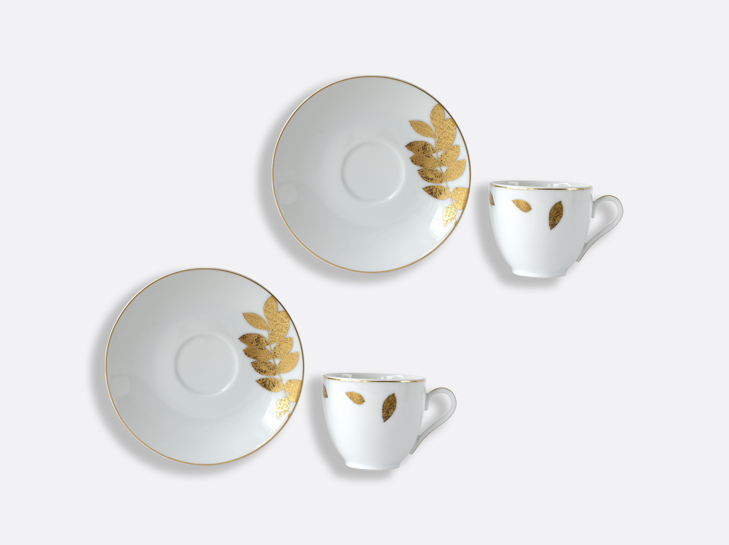 China Set of espresso cup and saucer 3 oz - set of 2 of the collection Vegetal gold | Bernardaud