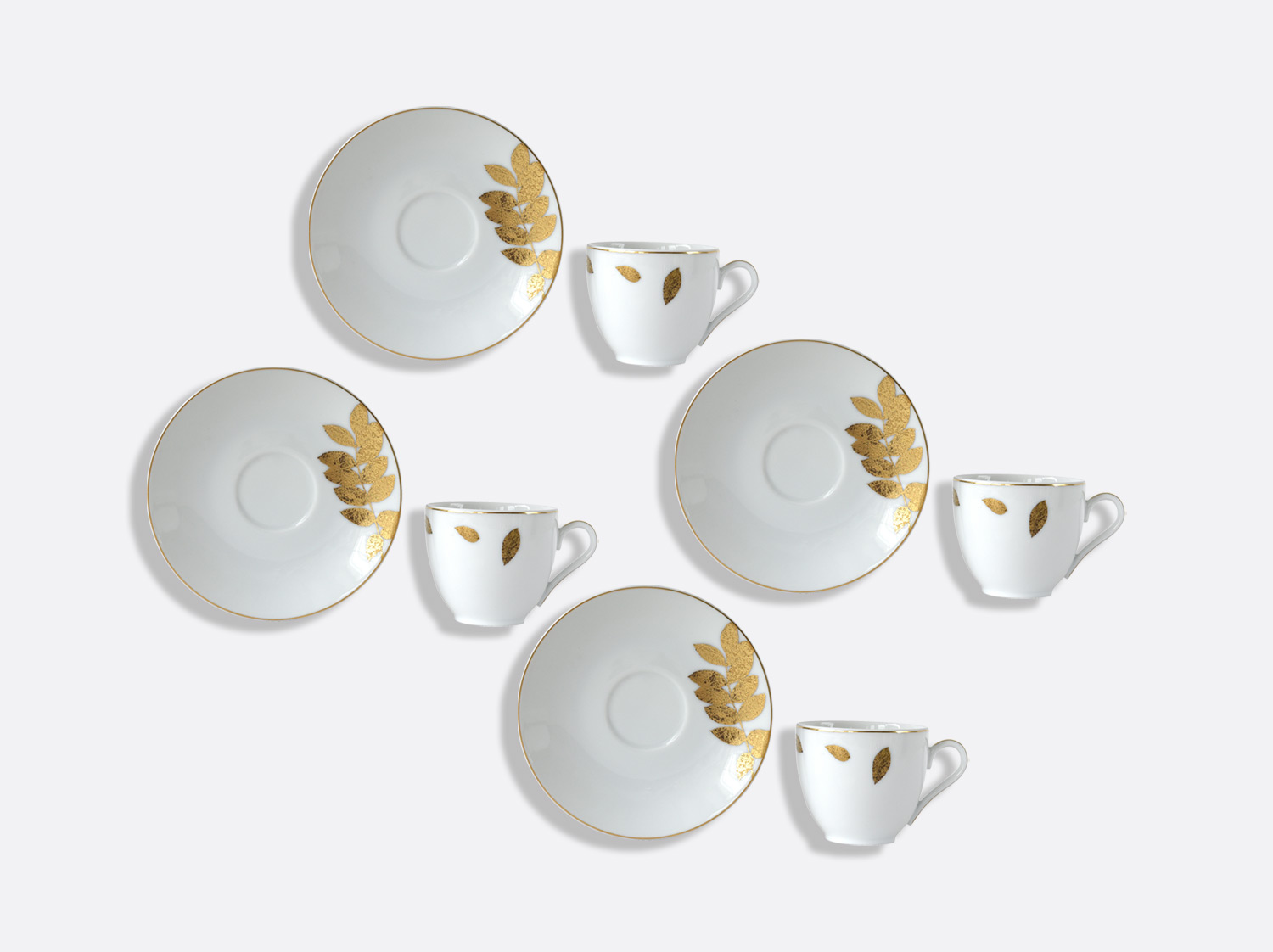 China Set of espresso cup and saucer 3 oz - set of 4 of the collection Vegetal gold | Bernardaud