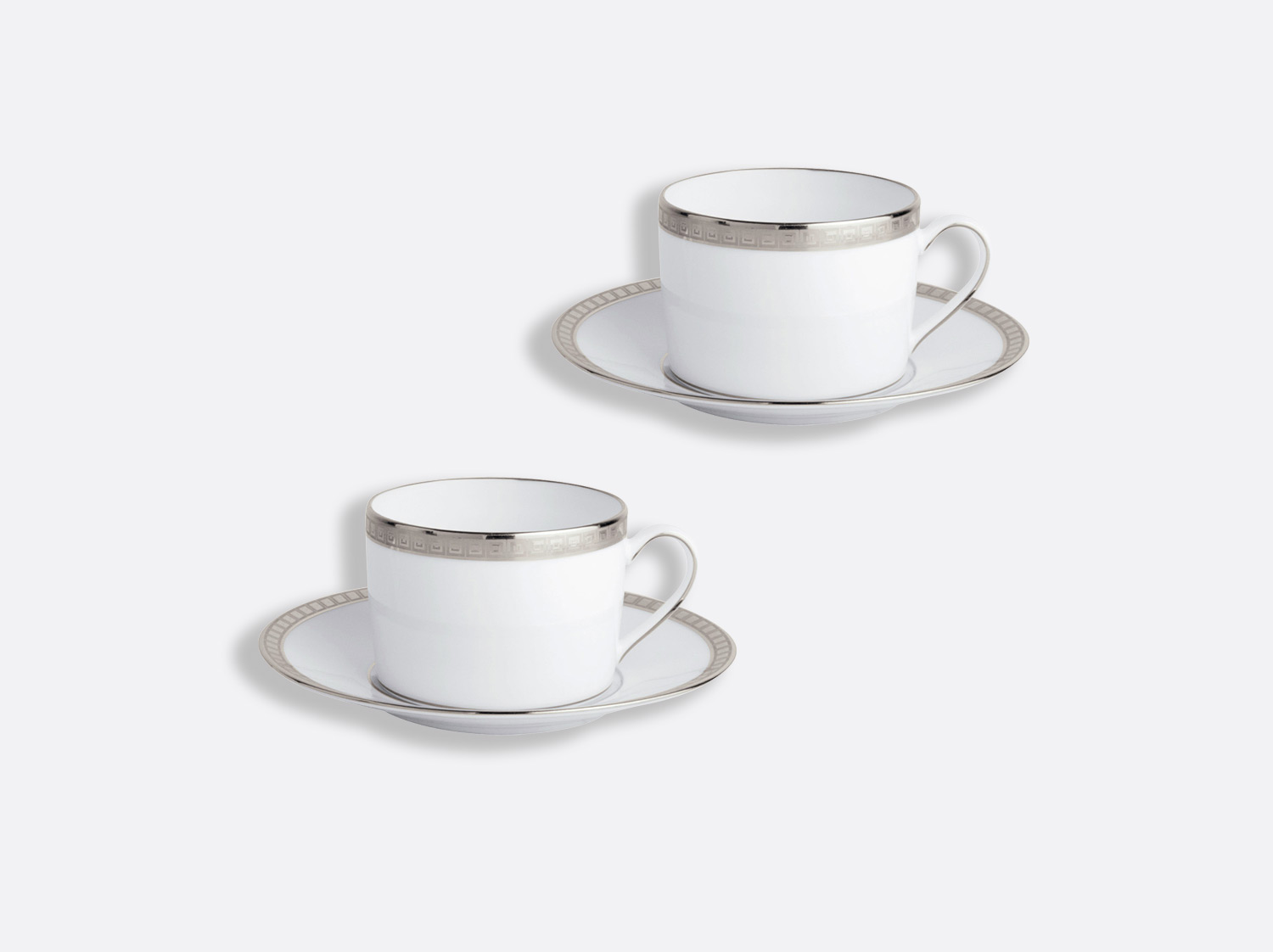 China Tea cup and saucer gift box 5 oz - Set of 2 of the collection Athéna platinum | Bernardaud
