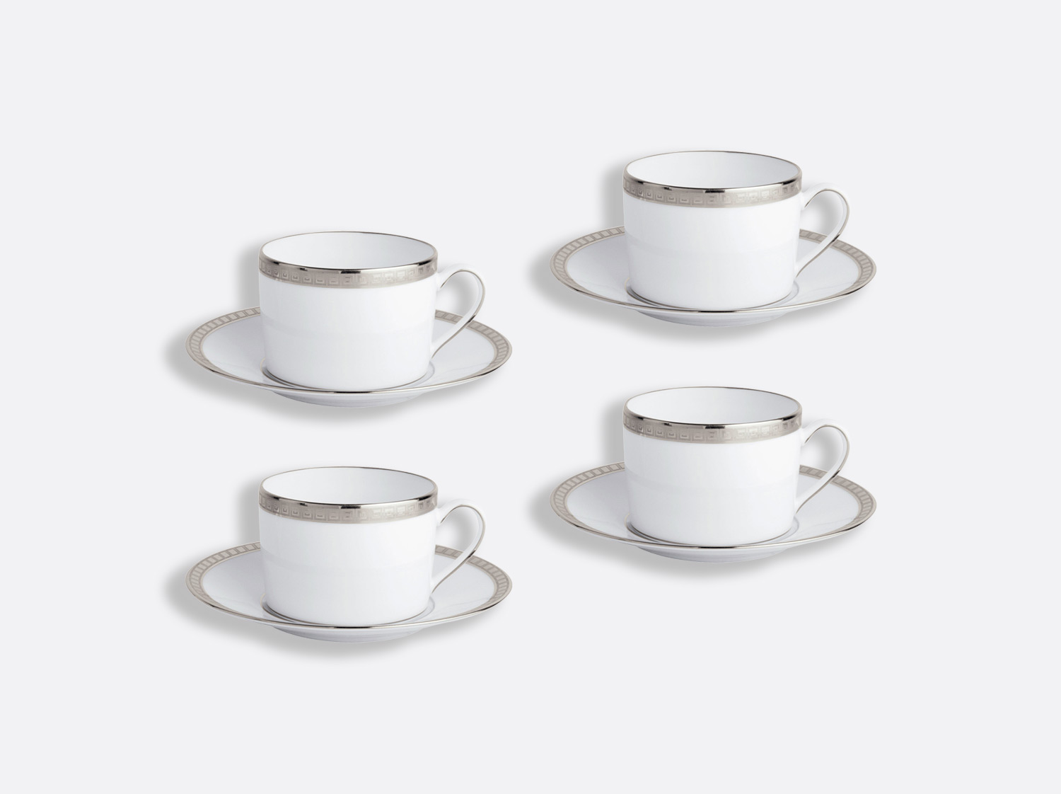 China Tea cup and saucer gift box 5 oz - Set of 4 of the collection Athéna platinum | Bernardaud