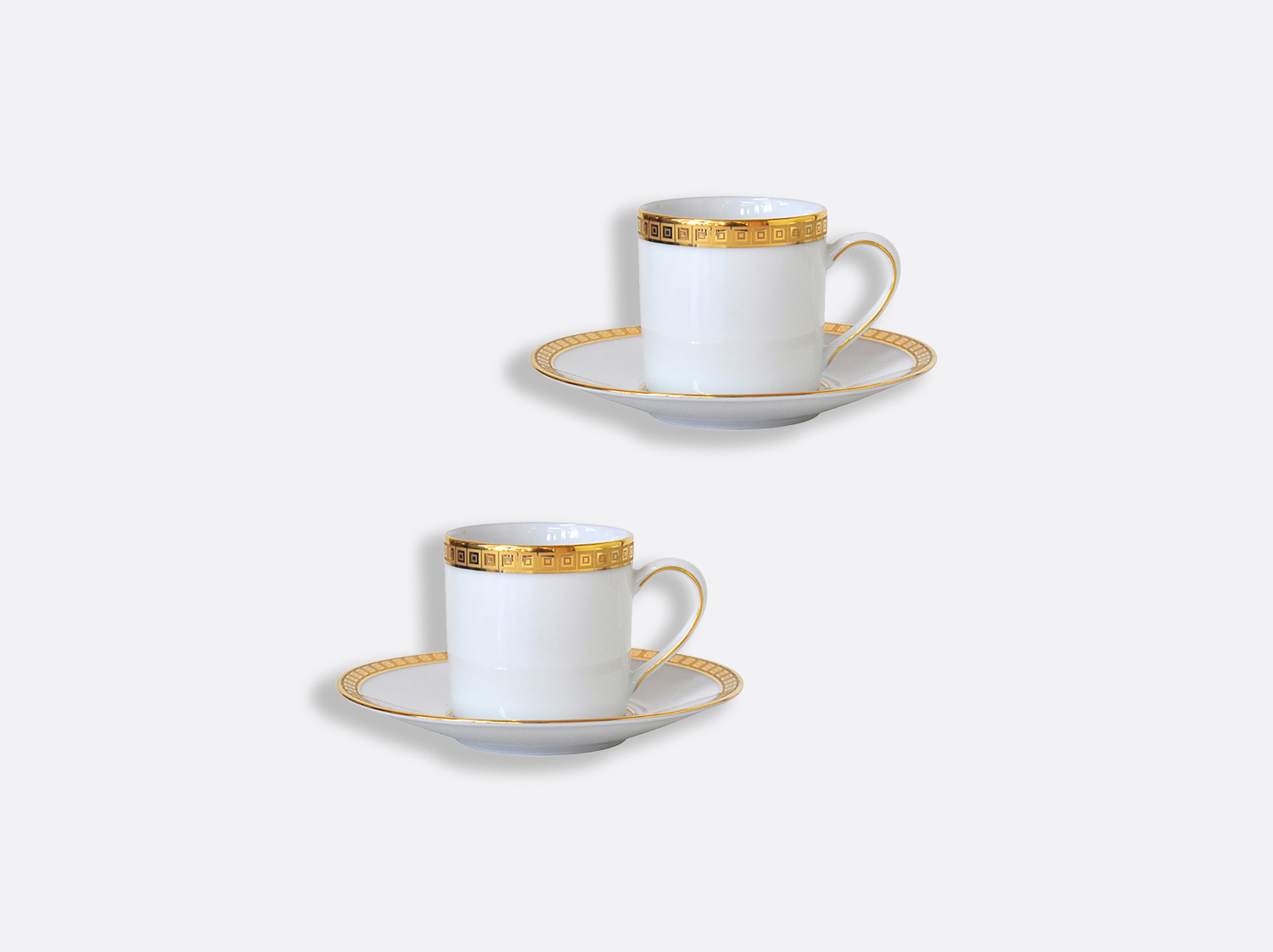 Coffret de tasses et soucoupes à café 8 cl - Coffret de 2 en porcelaine de la collection Athéna or Bernardaud
