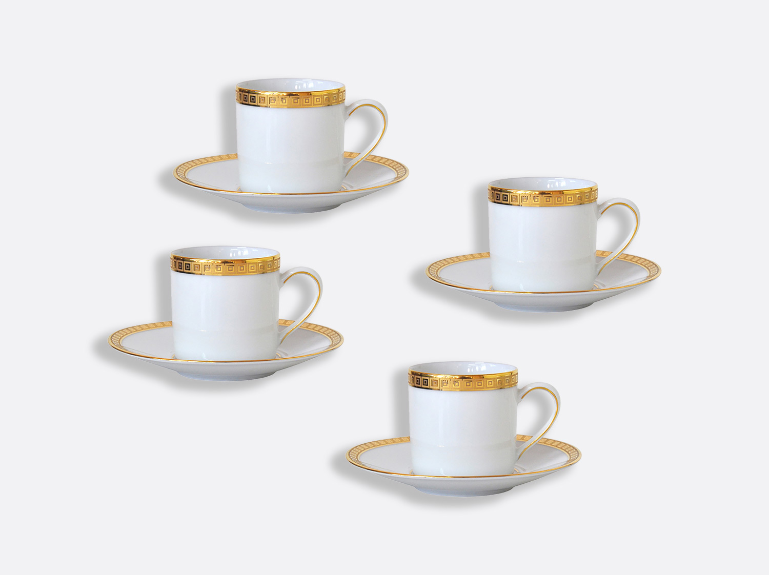 Coffret de tasses et soucoupes à café 8 cl - Coffret de 4 en porcelaine de la collection Athéna or Bernardaud