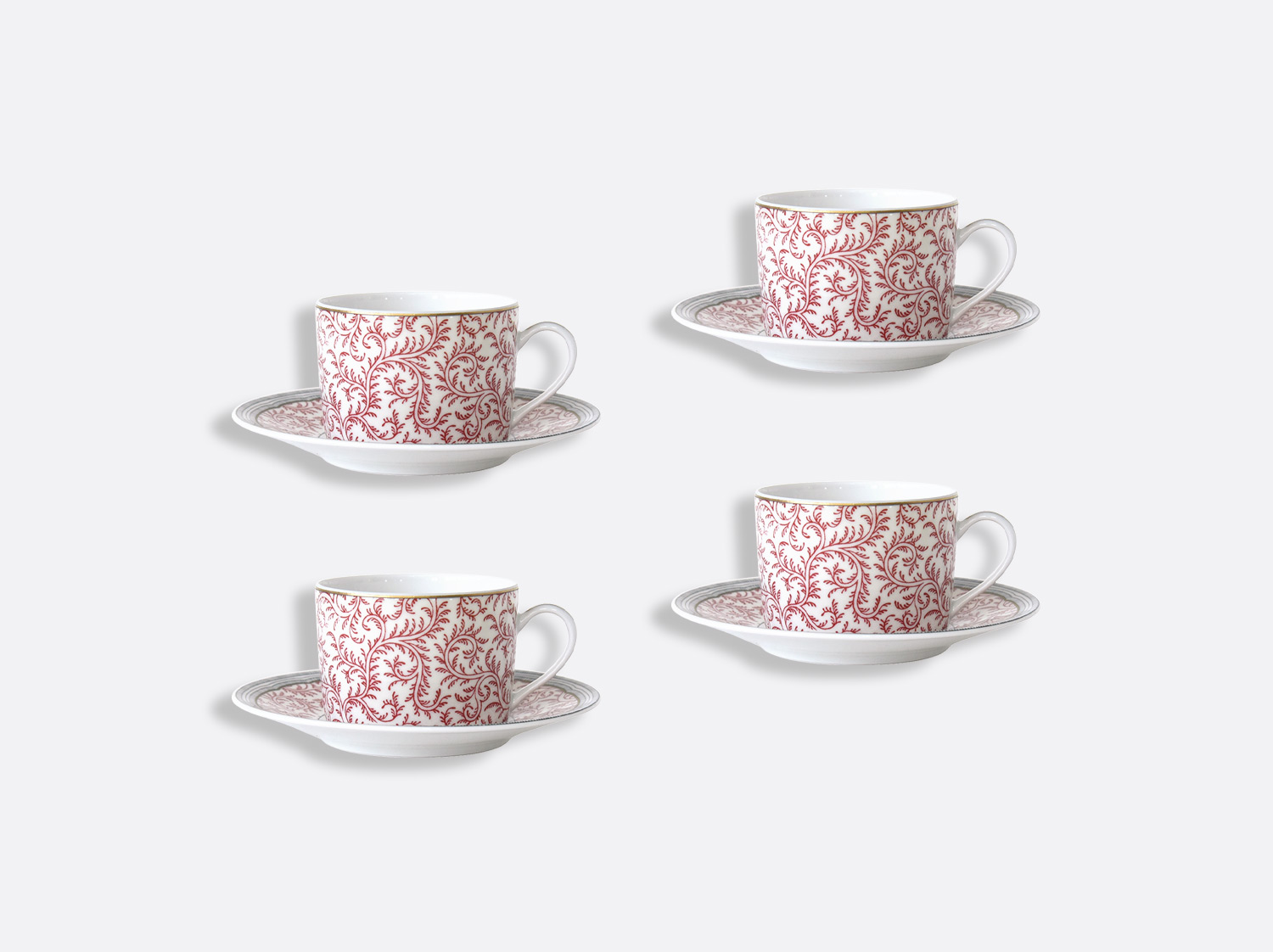 Coffret de tasses et soucoupes thé 15 cl - coffret de 4 en porcelaine de la collection Collection Braquenié Bernardaud